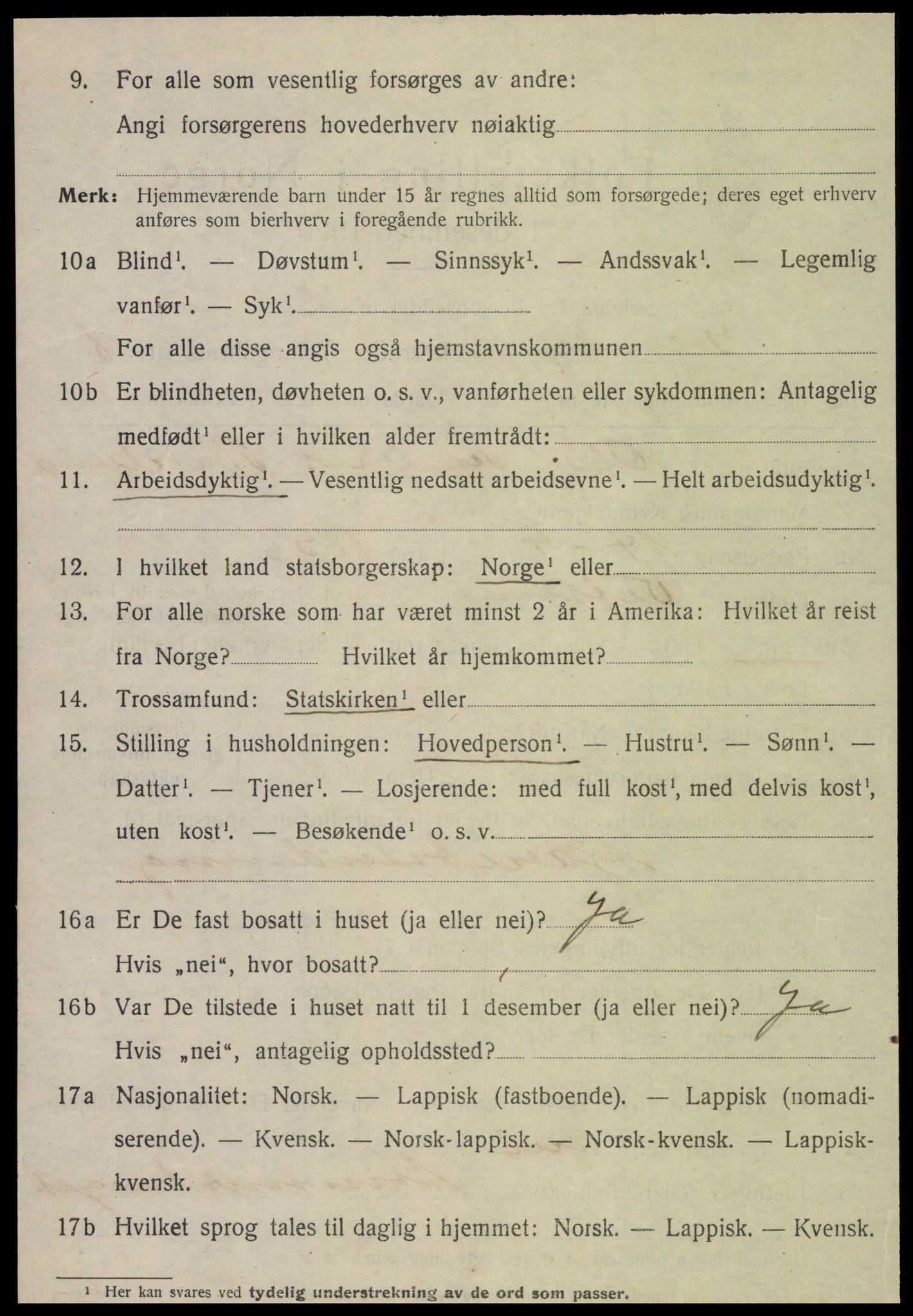 SAT, 1920 census for Grong, 1920, p. 5104