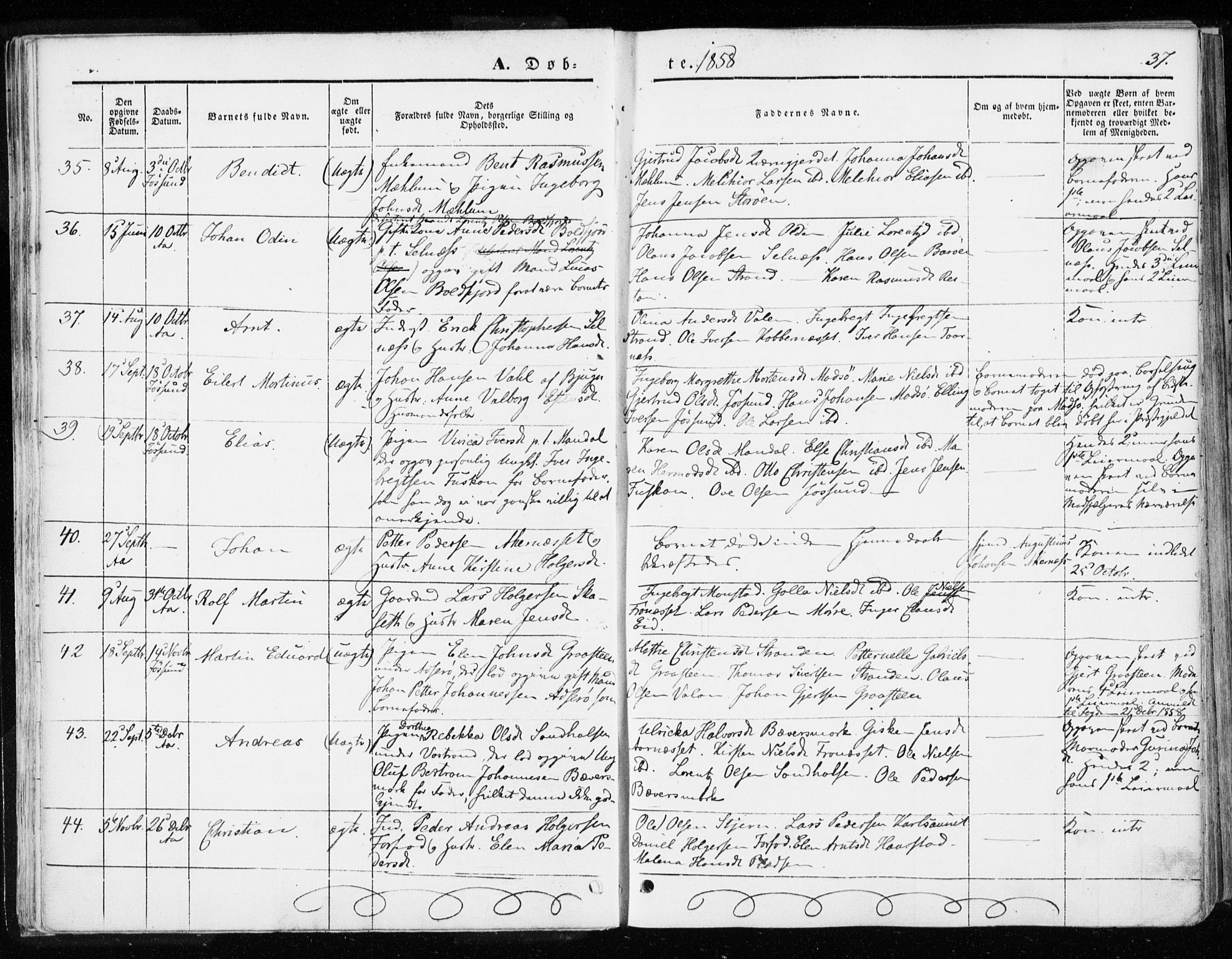 Ministerialprotokoller, klokkerbøker og fødselsregistre - Sør-Trøndelag, SAT/A-1456/655/L0677: Parish register (official) no. 655A06, 1847-1860, p. 37