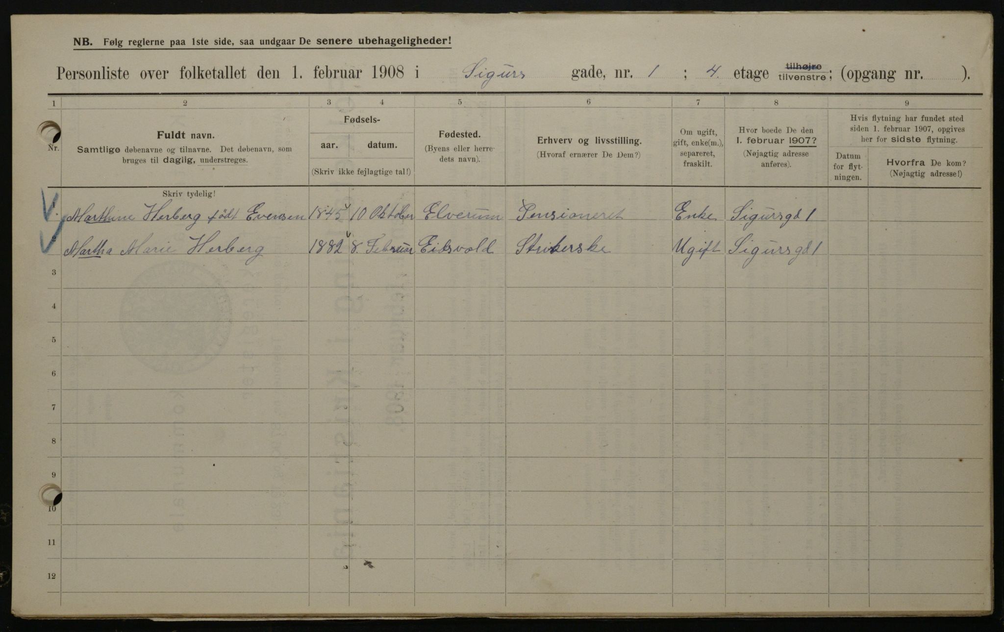 OBA, Municipal Census 1908 for Kristiania, 1908, p. 85310