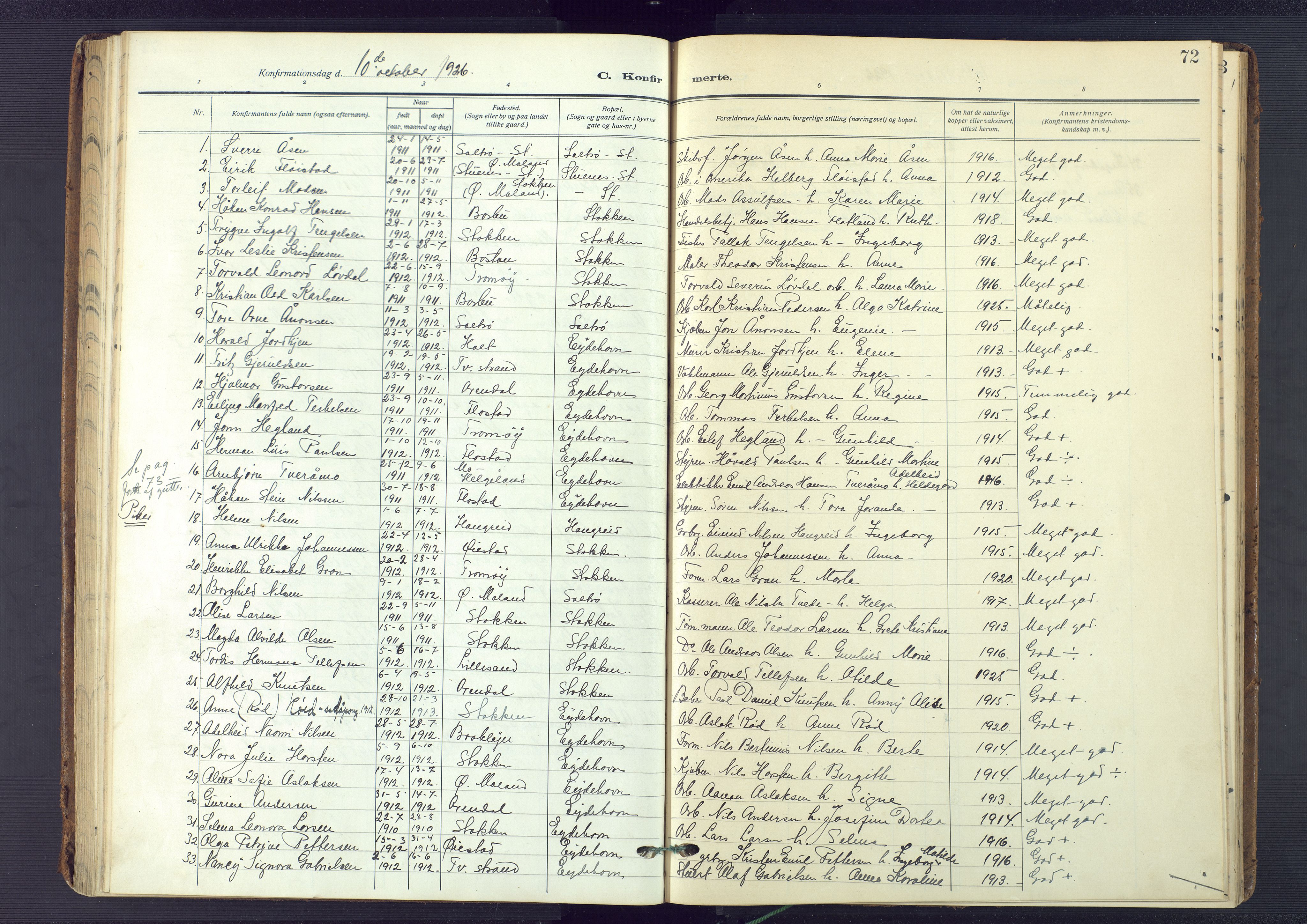 Austre Moland sokneprestkontor, SAK/1111-0001/F/Fa/Fab/L0003: Parish register (official) no. A 3, 1914-1927, p. 72