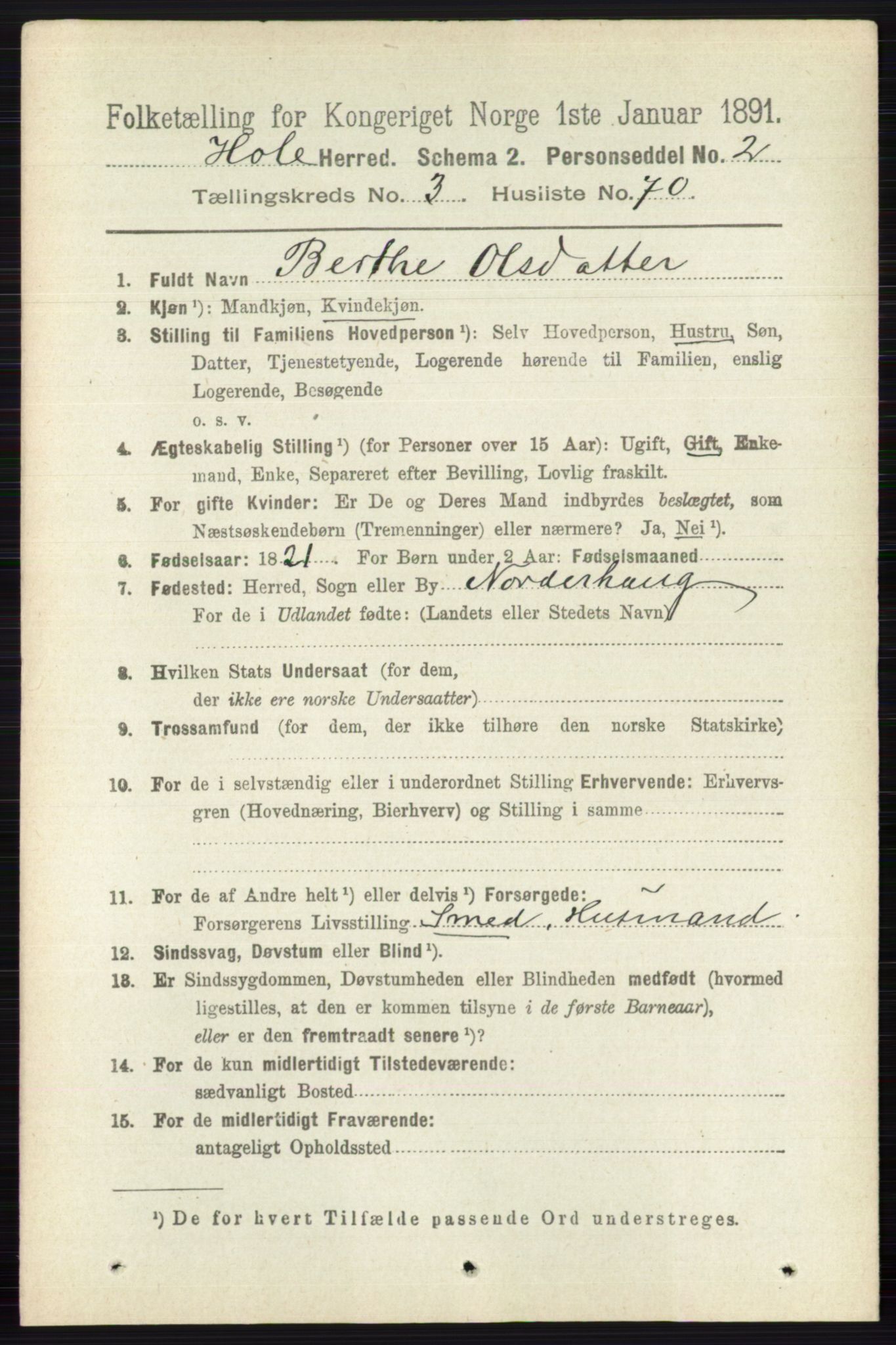 RA, 1891 census for 0612 Hole, 1891, p. 1573