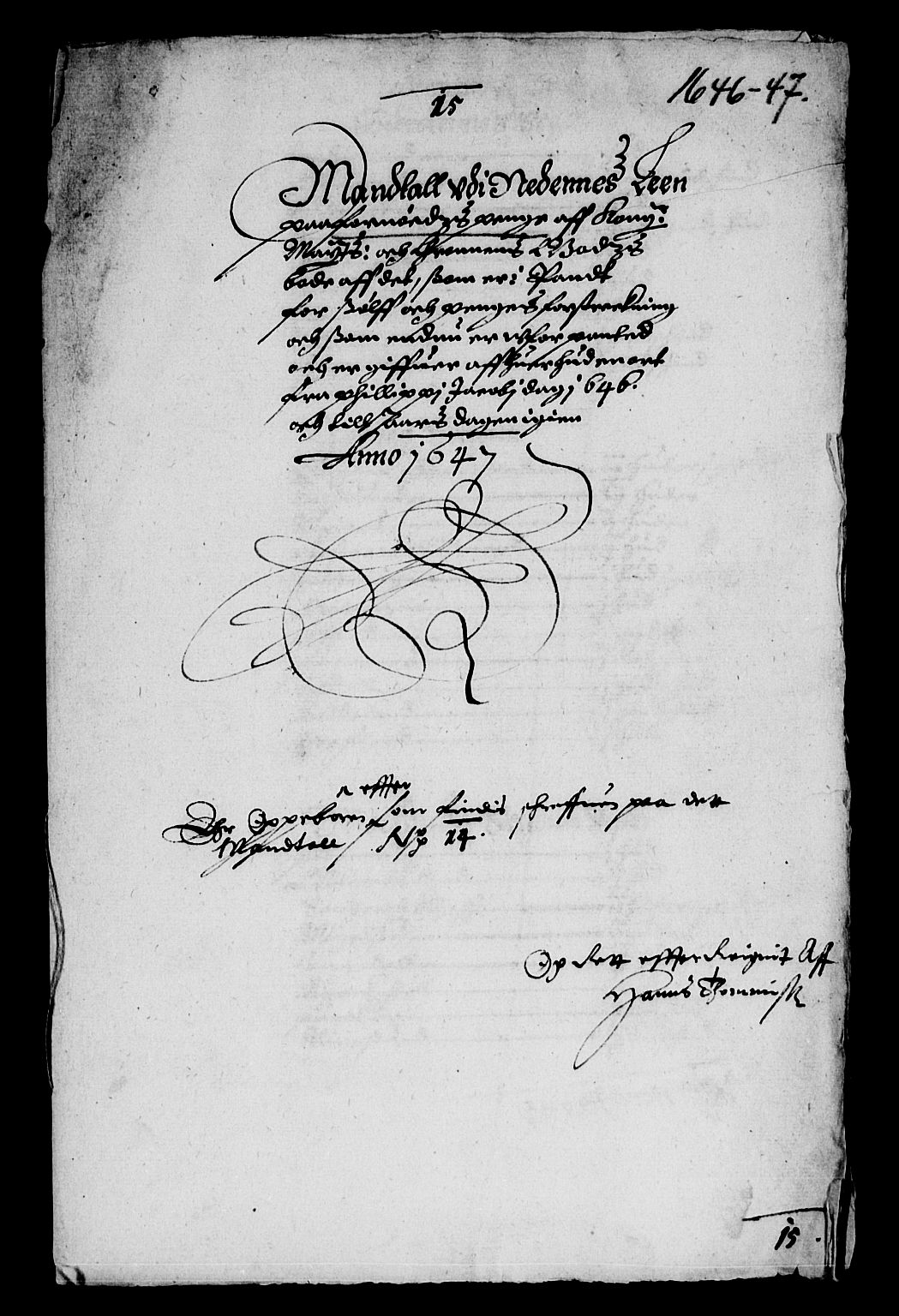 Rentekammeret inntil 1814, Reviderte regnskaper, Lensregnskaper, AV/RA-EA-5023/R/Rb/Rbq/L0036: Nedenes len. Mandals len. Råbyggelag., 1646-1648