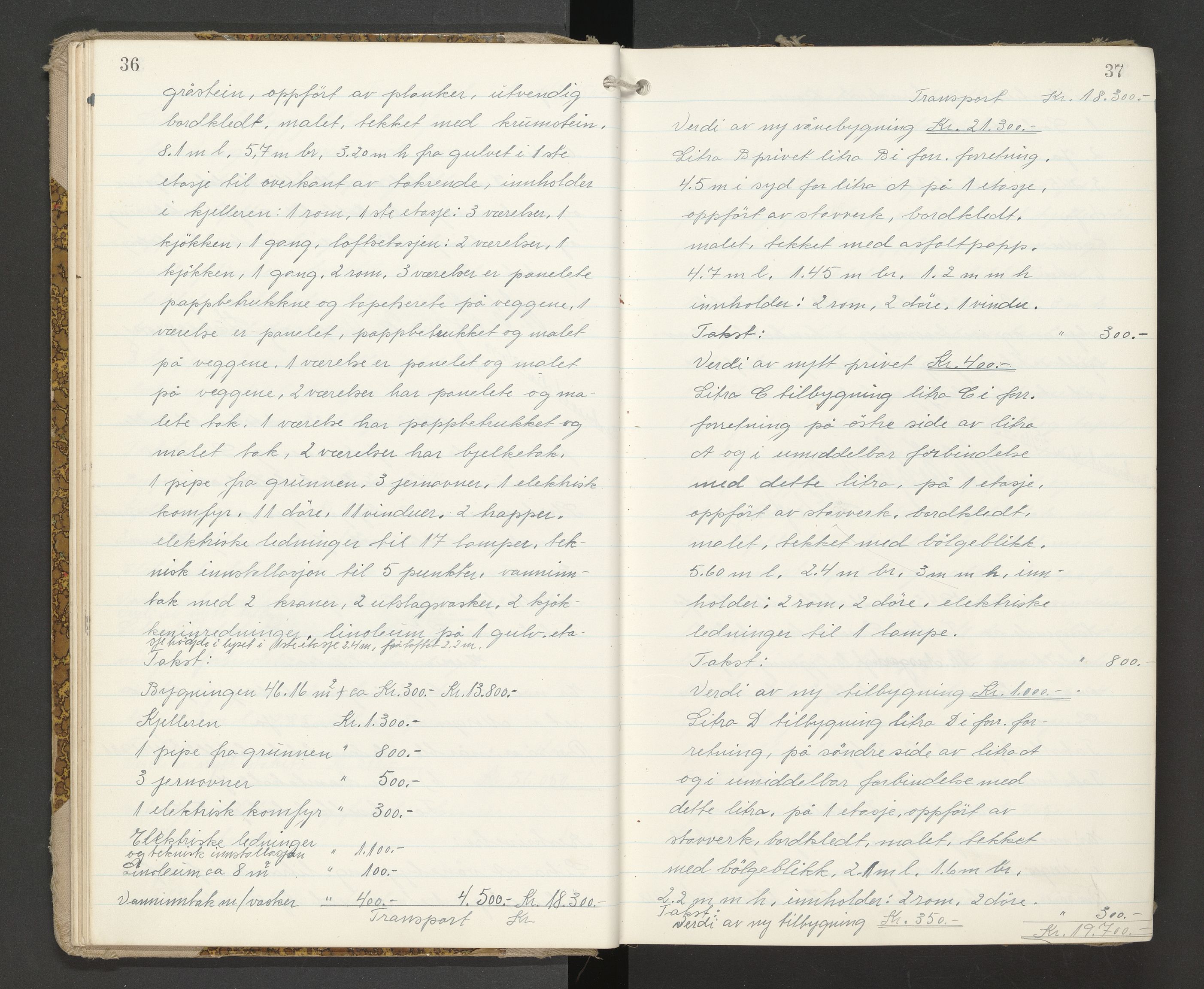 Norges Brannkasse Kristiansund, AV/SAT-A-4776/A/L0015: Branntakstprotokoll, 1943-1944, p. 36-37