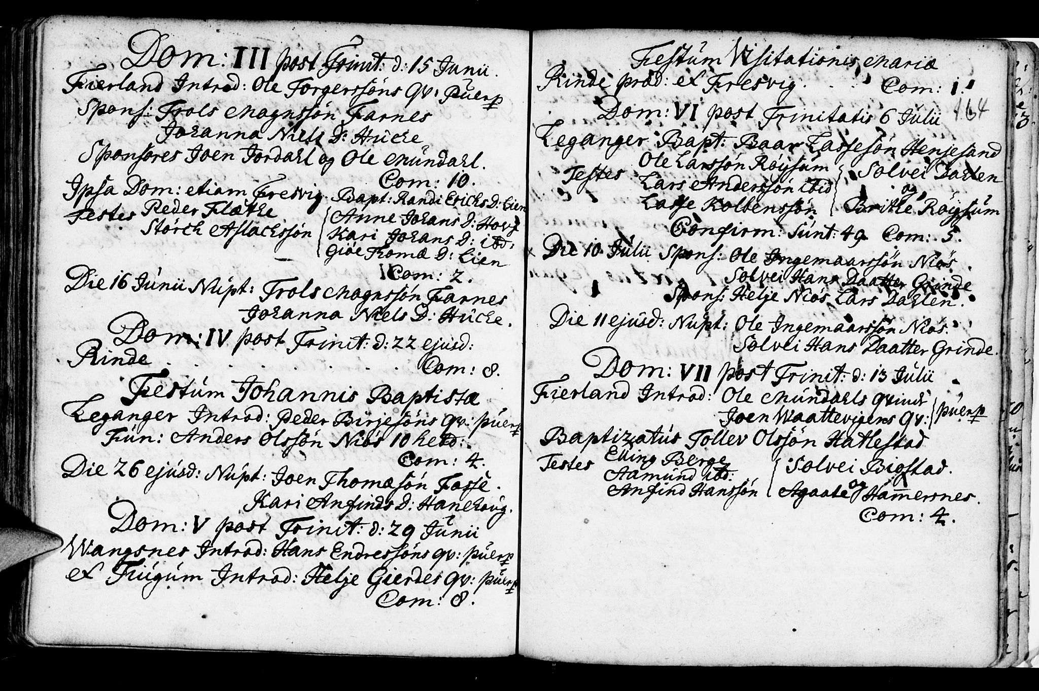 Leikanger sokneprestembete, AV/SAB-A-81001/H/Haa/Haaa/L0002: Parish register (official) no. A 2, 1735-1756, p. 164