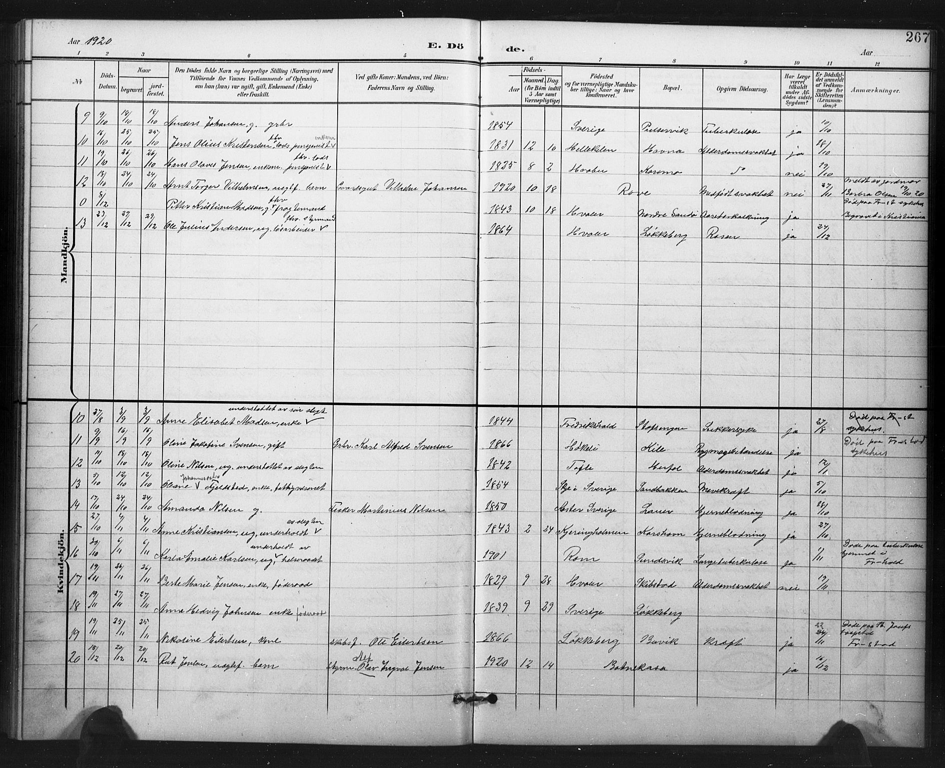 Hvaler prestekontor Kirkebøker, AV/SAO-A-2001/G/Ga/L0001: Parish register (copy) no. I 1, 1901-1930, p. 267