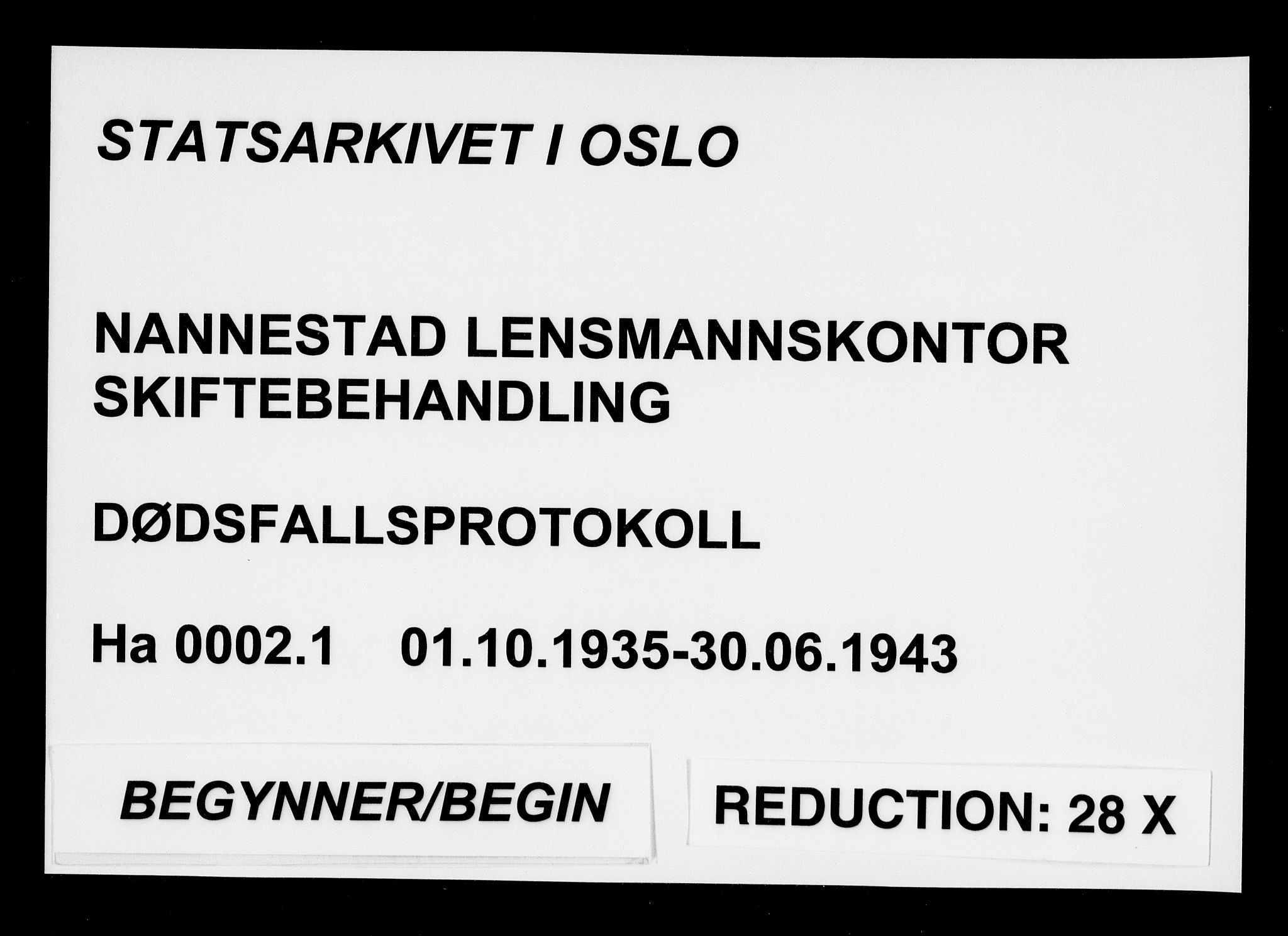 Nannestad lensmannskontor, AV/SAO-A-10922/H/Ha/L0002: Dødsfallsprotokoller, 1935-1943