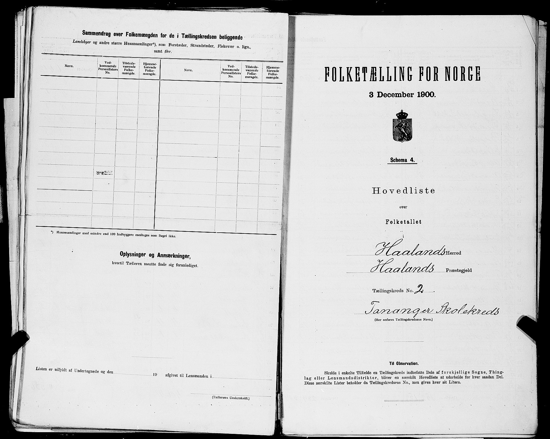 SAST, 1900 census for Haaland, 1900, p. 20