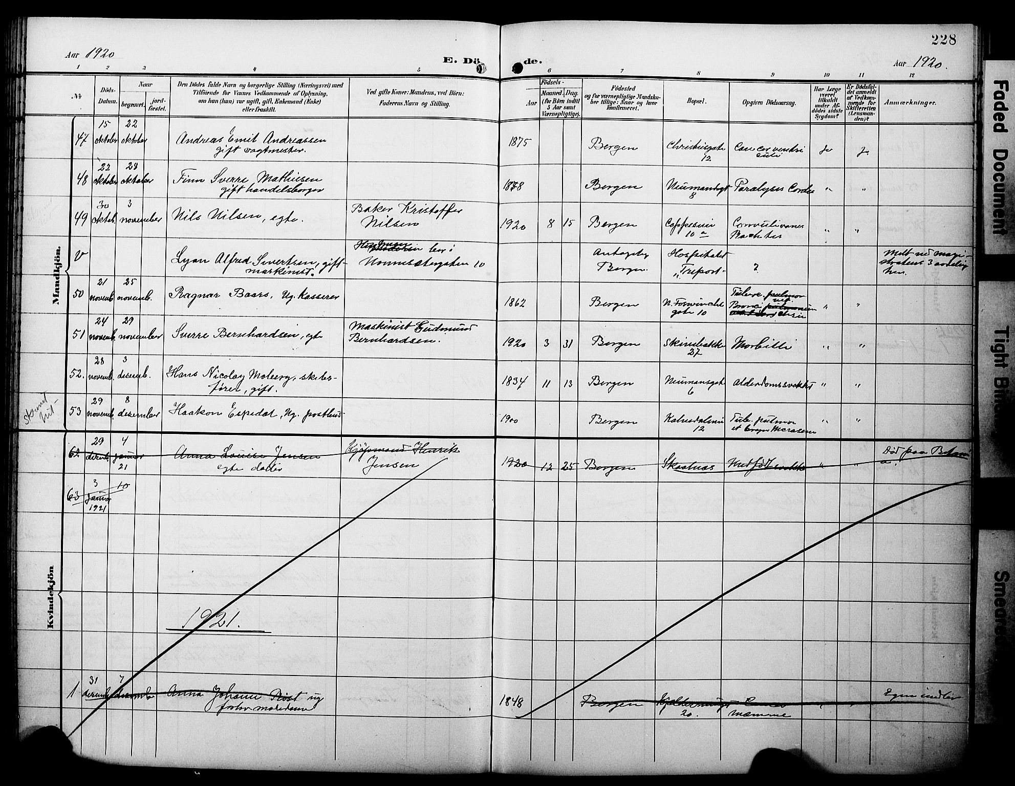 Domkirken sokneprestembete, SAB/A-74801/H/Hab/L0042: Parish register (copy) no. E 6, 1900-1929, p. 228