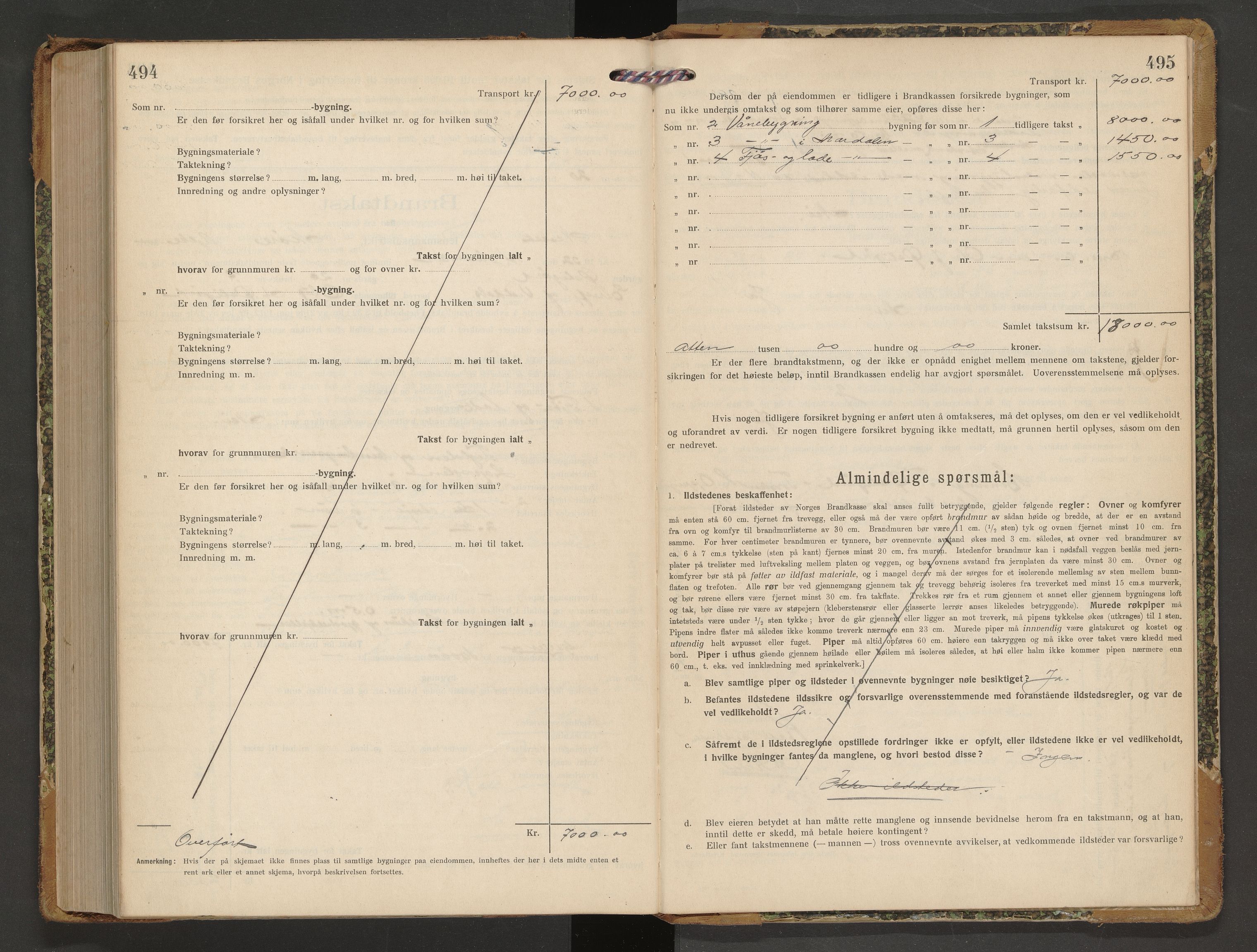 Norges Brannkasse Nesset, AV/SAT-A-5501/F/Fb/L0003: Branntakstprotokoll, 1919-1932, p. 494-495