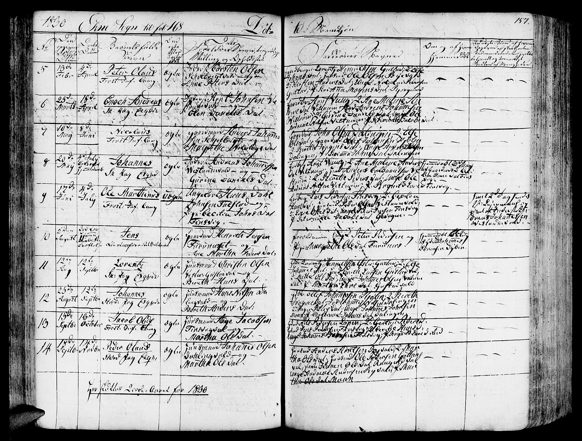 Ministerialprotokoller, klokkerbøker og fødselsregistre - Nord-Trøndelag, AV/SAT-A-1458/717/L0152: Parish register (official) no. 717A05 /2, 1828-1836, p. 157