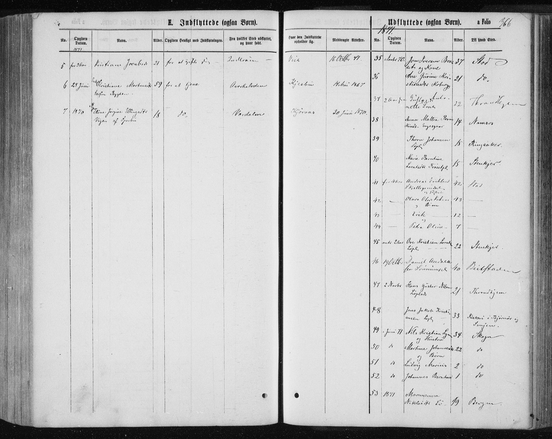 Ministerialprotokoller, klokkerbøker og fødselsregistre - Nord-Trøndelag, AV/SAT-A-1458/735/L0345: Parish register (official) no. 735A08 /1, 1863-1872, p. 366