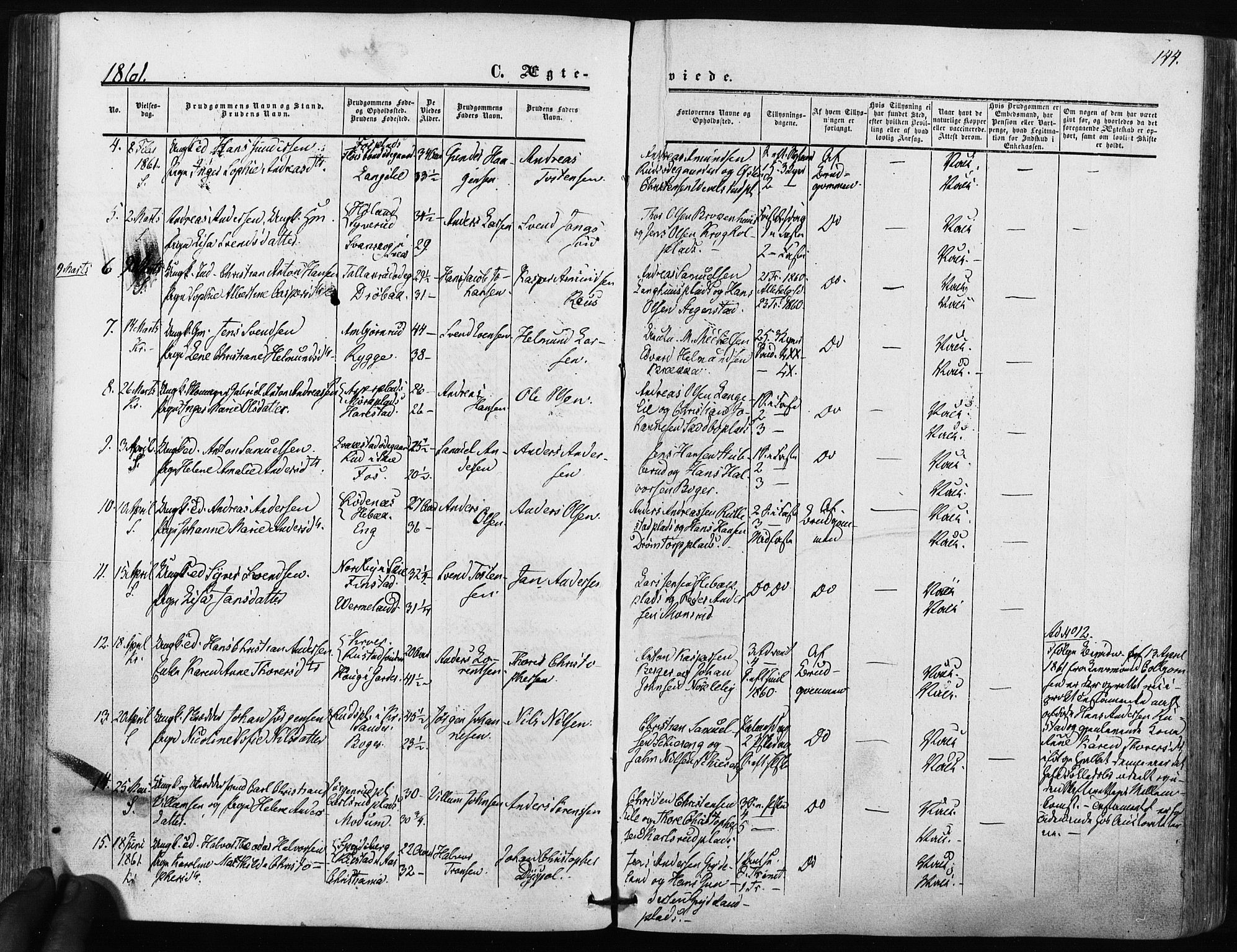 Kråkstad prestekontor Kirkebøker, SAO/A-10125a/F/Fa/L0007: Parish register (official) no. I 7, 1858-1870, p. 144