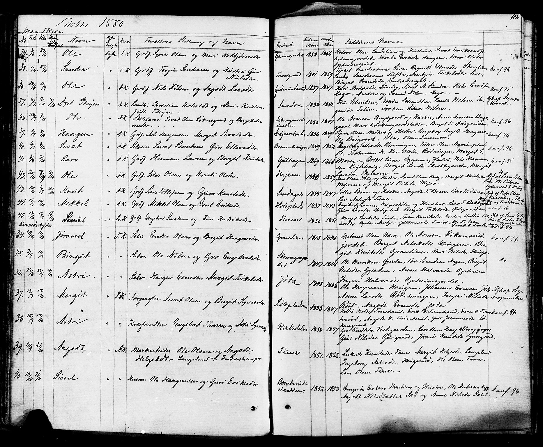 Ål kirkebøker, AV/SAKO-A-249/F/Fa/L0007: Parish register (official) no. I 7, 1865-1881, p. 102