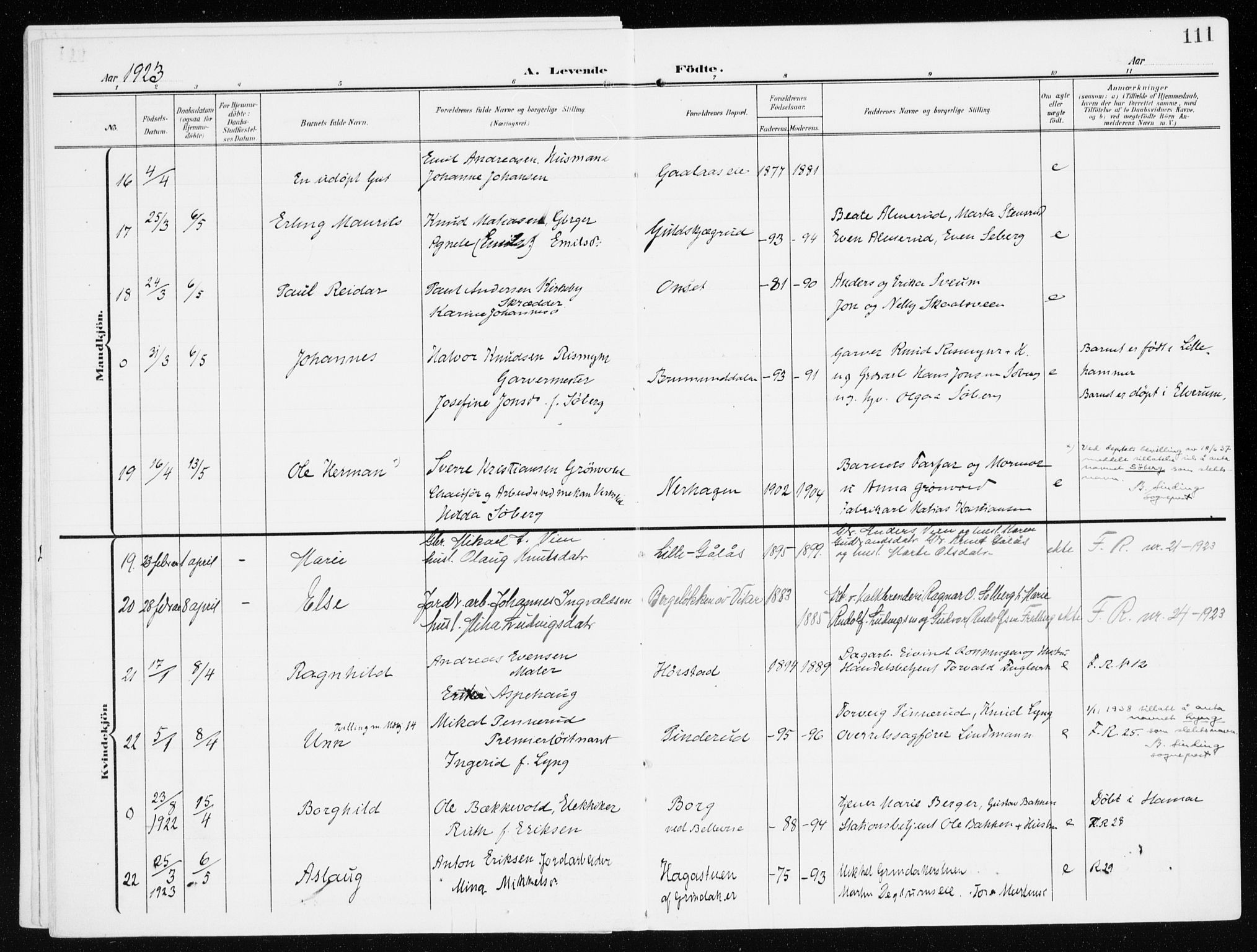 Furnes prestekontor, SAH/PREST-012/K/Ka/L0001: Parish register (official) no. 1, 1907-1935, p. 111
