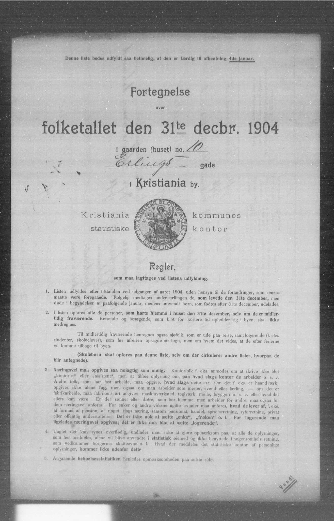 OBA, Municipal Census 1904 for Kristiania, 1904, p. 4487