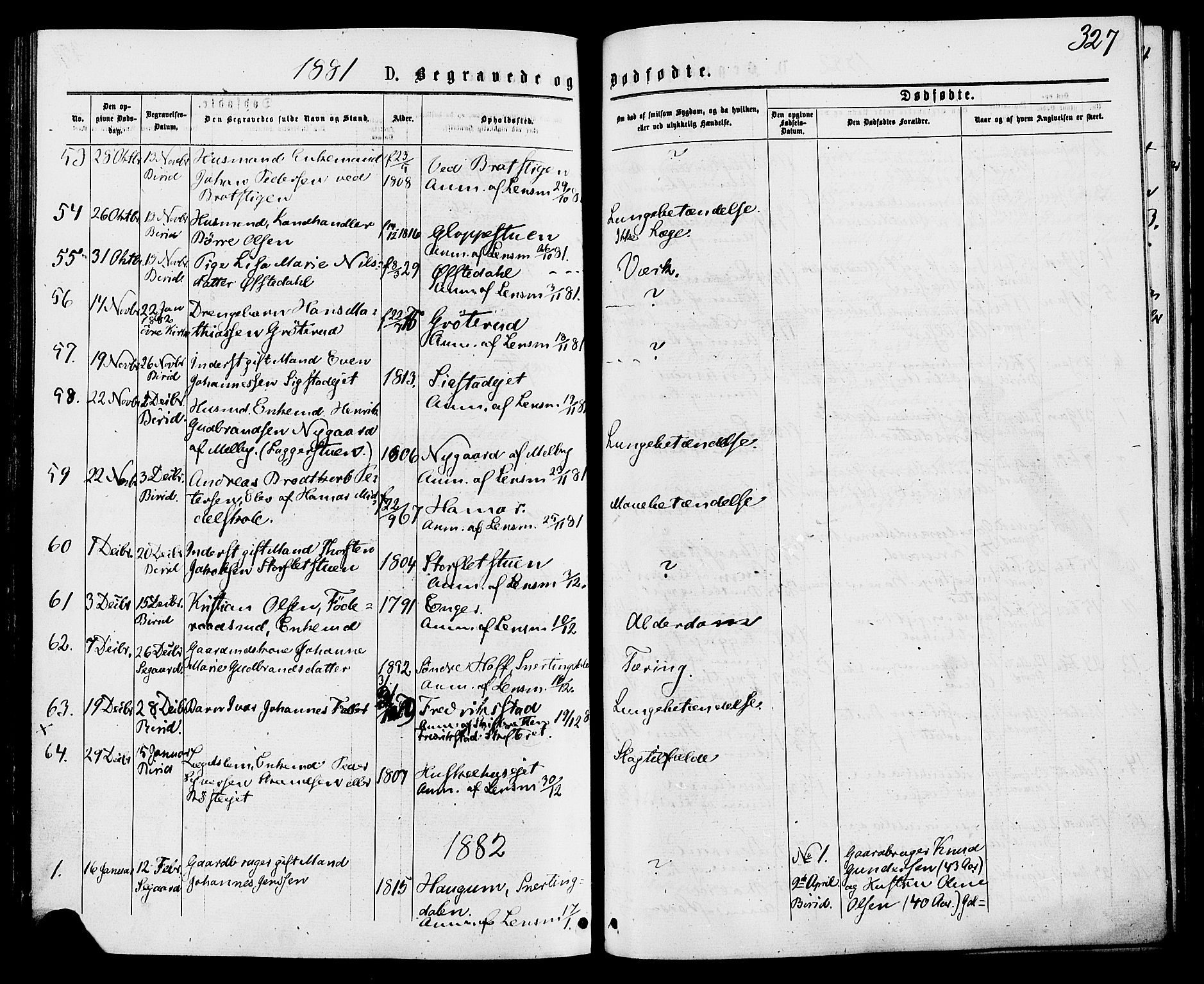 Biri prestekontor, SAH/PREST-096/H/Ha/Haa/L0006: Parish register (official) no. 6, 1877-1886, p. 327