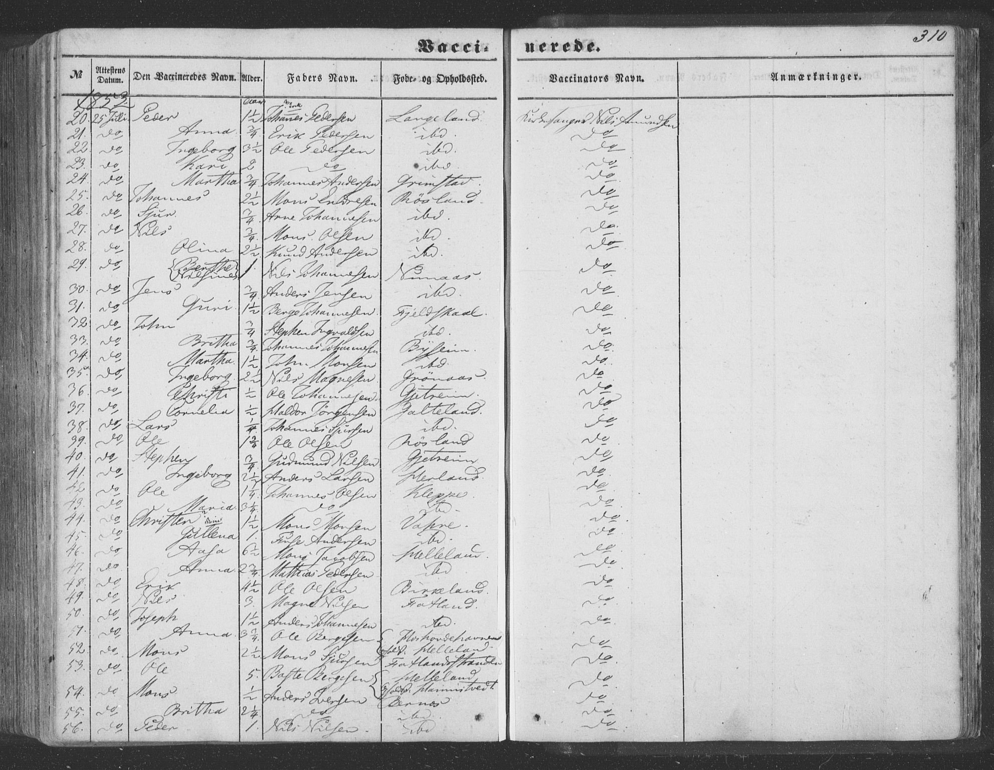 Hosanger sokneprestembete, AV/SAB-A-75801/H/Haa: Parish register (official) no. A 8, 1849-1863, p. 310