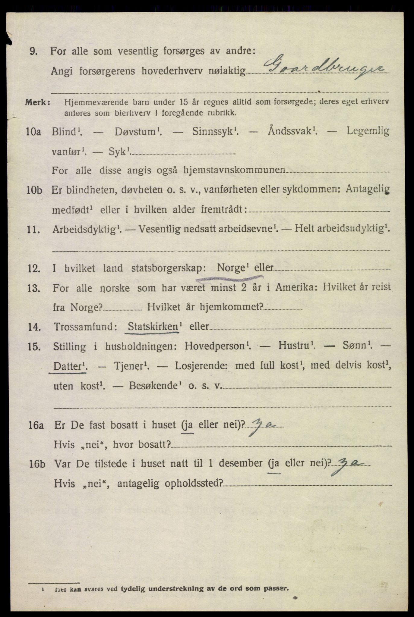 SAK, 1920 census for Oddernes, 1920, p. 4402