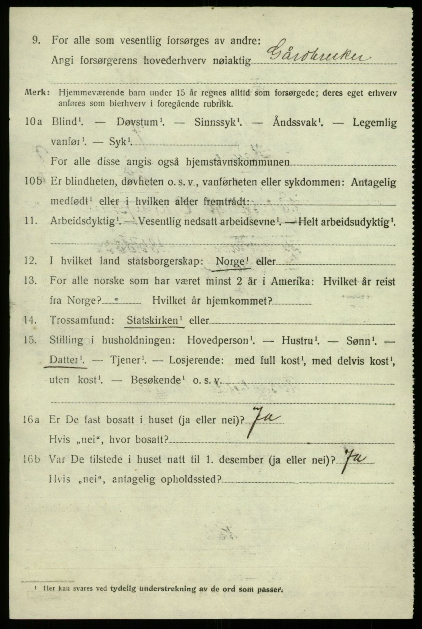 SAB, 1920 census for Hamre, 1920, p. 5962