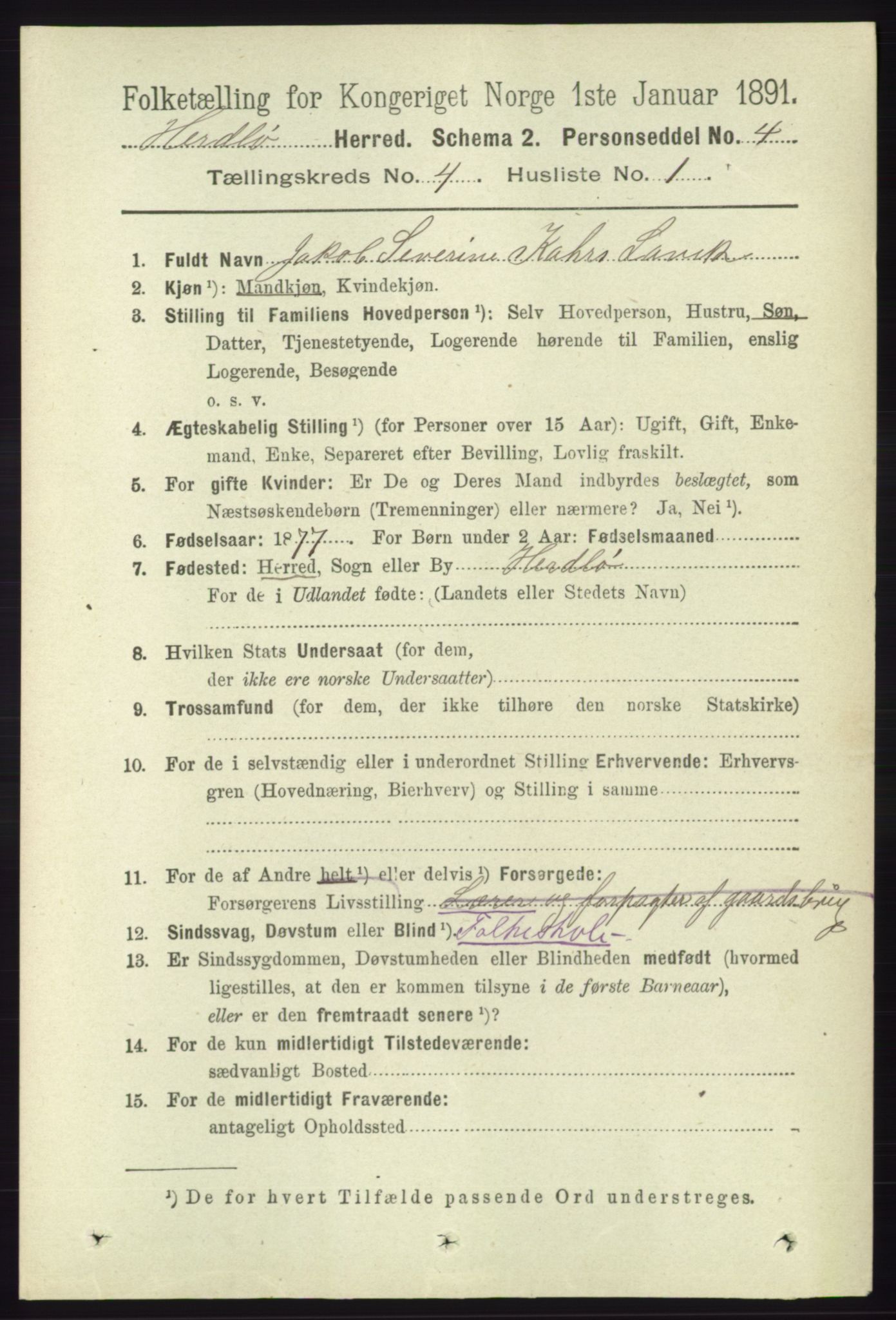 RA, 1891 census for 1258 Herdla, 1891, p. 1546