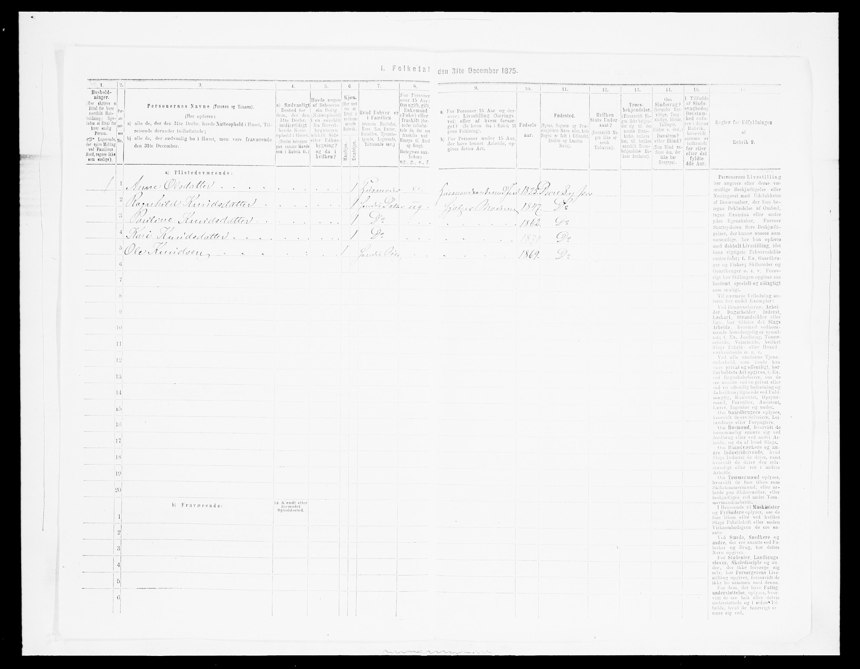 SAH, 1875 census for 0511P Dovre, 1875, p. 463