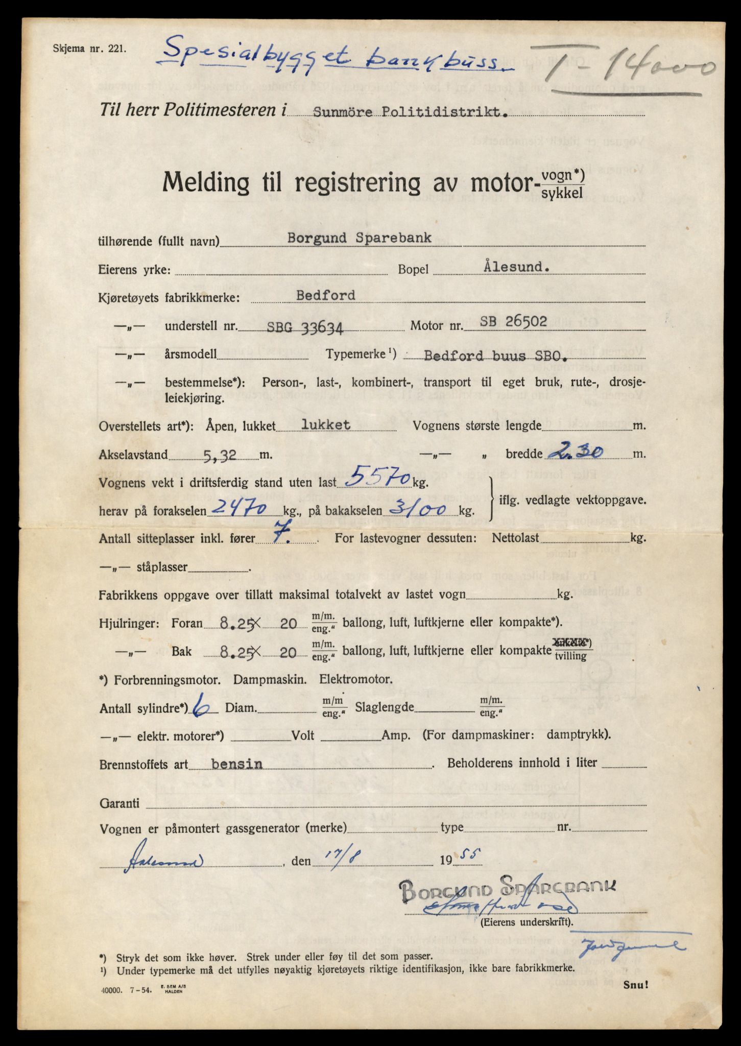 Møre og Romsdal vegkontor - Ålesund trafikkstasjon, AV/SAT-A-4099/F/Fe/L0042: Registreringskort for kjøretøy T 13906 - T 14079, 1927-1998, p. 1255