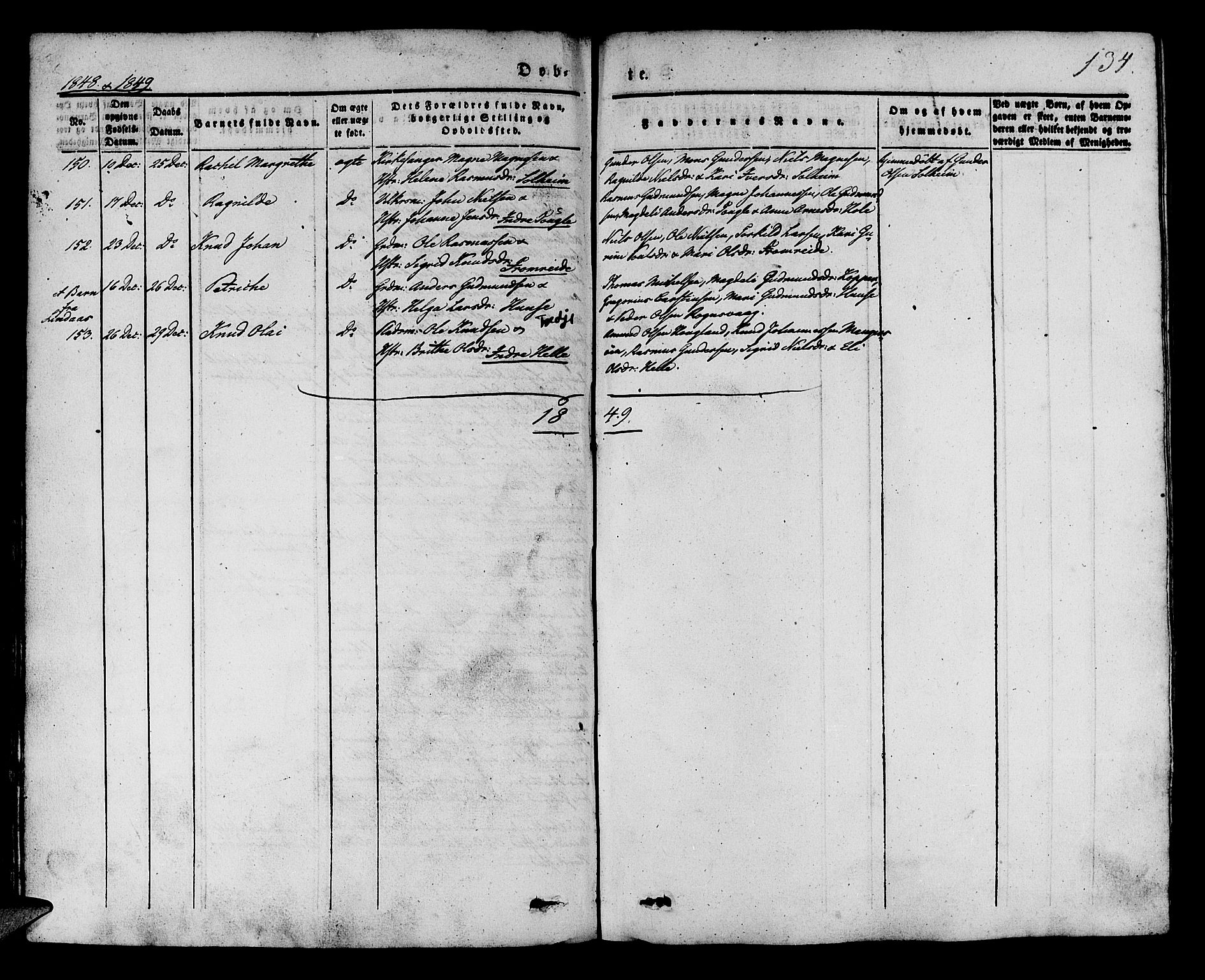 Manger sokneprestembete, AV/SAB-A-76801/H/Haa: Parish register (official) no. A 5, 1839-1848, p. 134