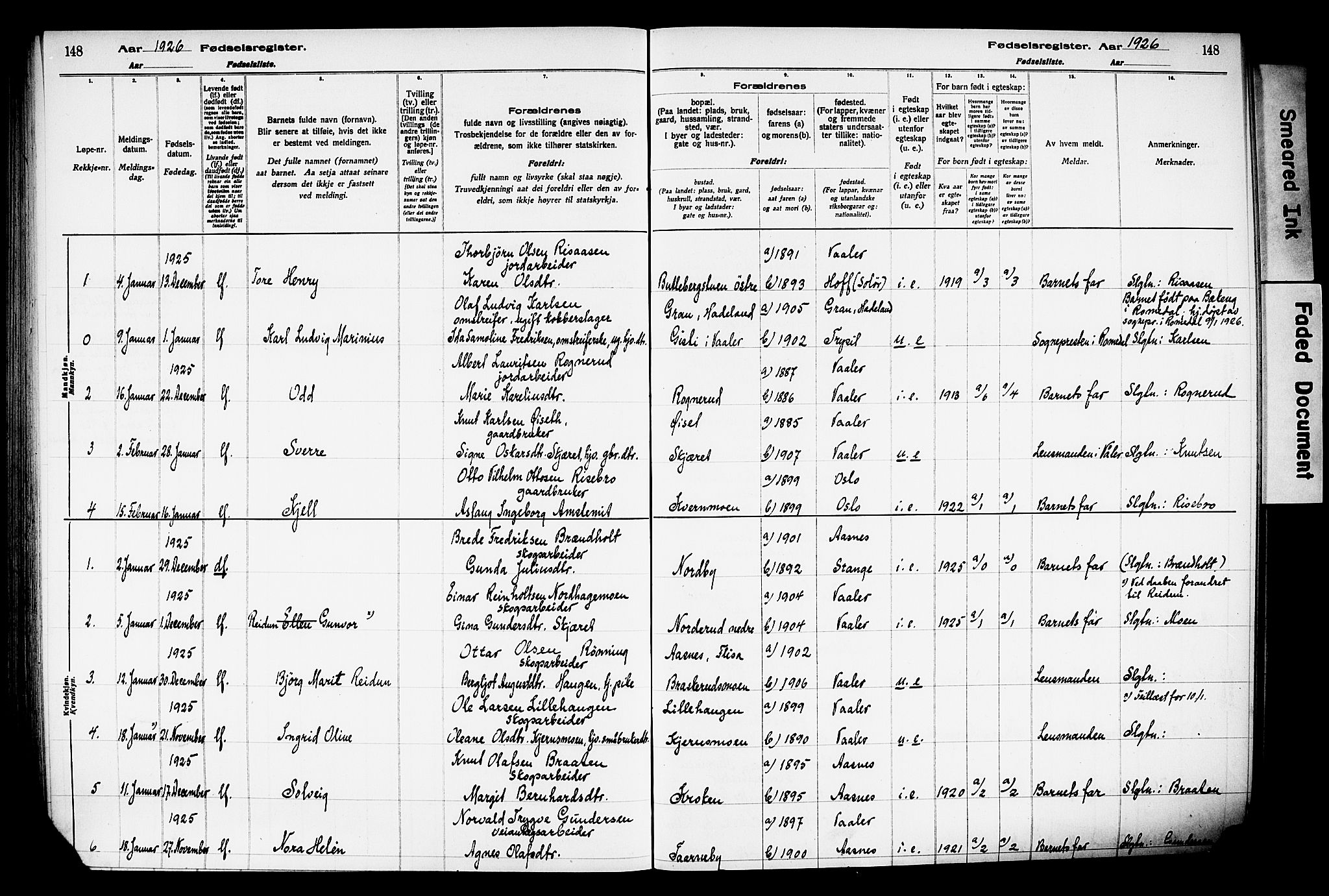 Våler prestekontor, Hedmark, AV/SAH-PREST-040/I/Id/L0001: Birth register no. 1, 1916-1930, p. 148