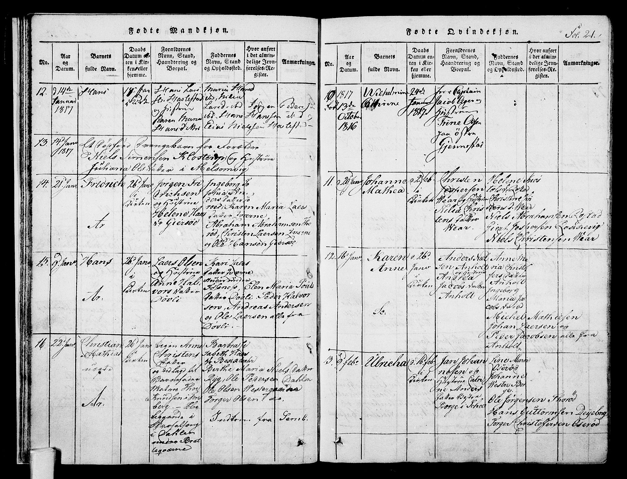 Stokke kirkebøker, AV/SAKO-A-320/F/Fa/L0005: Parish register (official) no. I 5, 1815-1826, p. 21