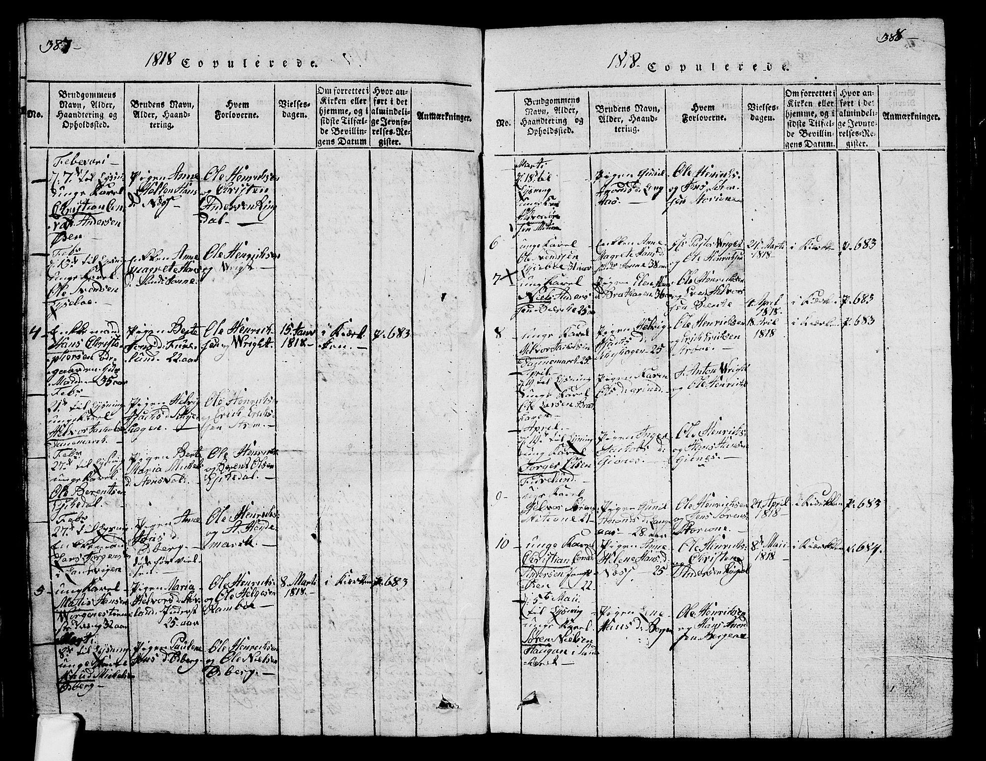 Hedrum kirkebøker, AV/SAKO-A-344/G/Ga/L0003: Parish register (copy) no. I 3, 1817-1835, p. 387-388