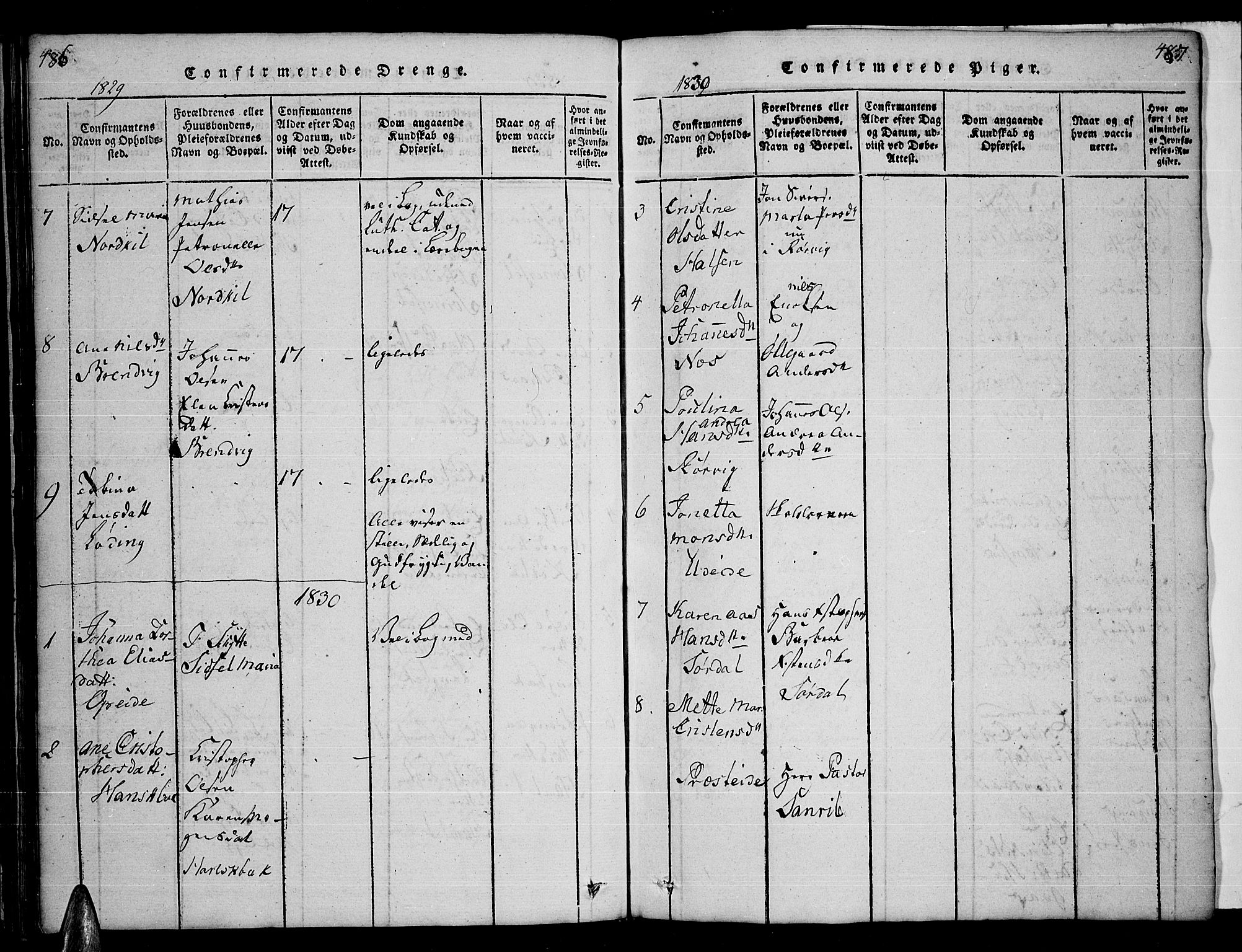 Ministerialprotokoller, klokkerbøker og fødselsregistre - Nordland, AV/SAT-A-1459/859/L0855: Parish register (copy) no. 859C01, 1821-1839, p. 486-487