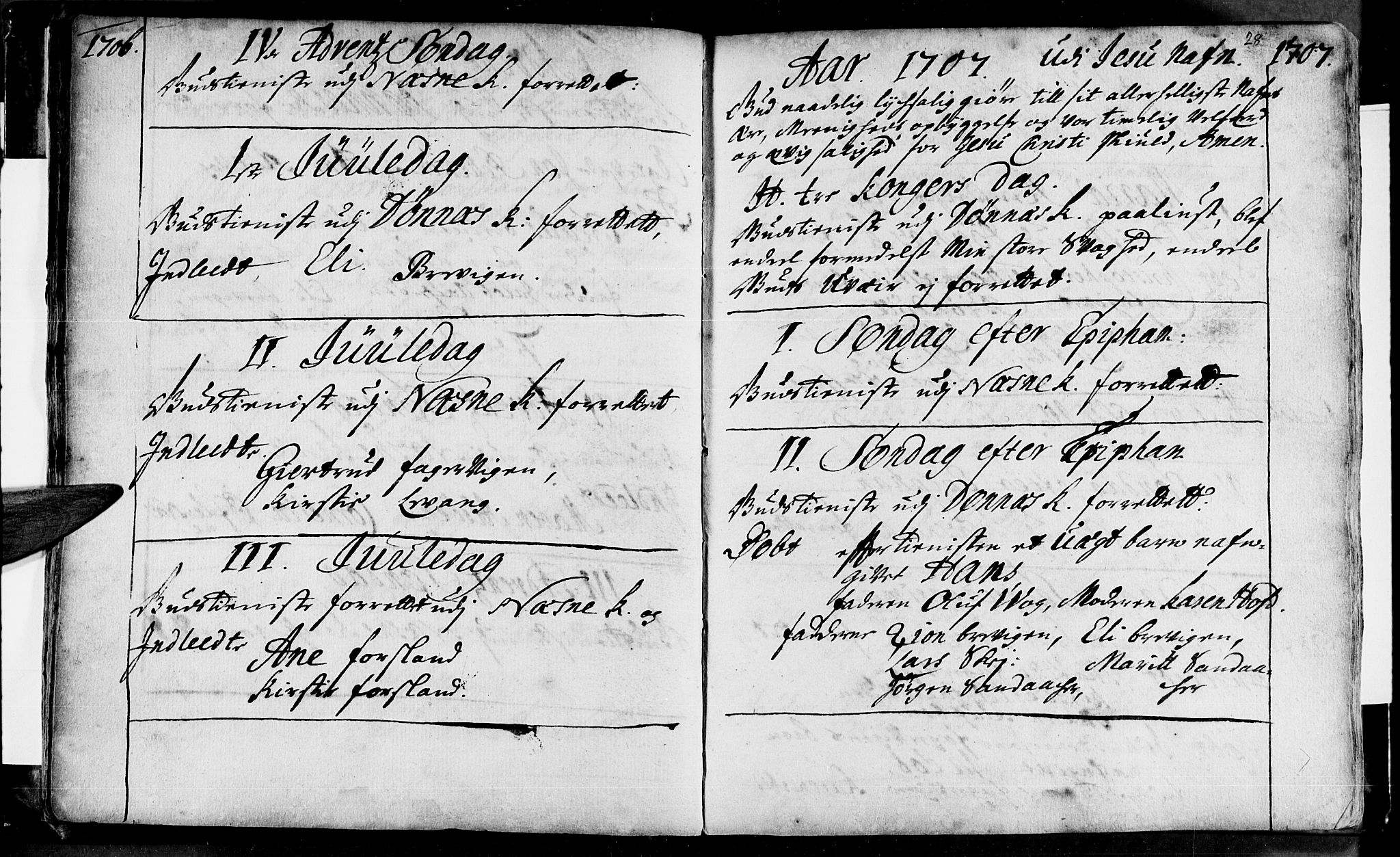Ministerialprotokoller, klokkerbøker og fødselsregistre - Nordland, SAT/A-1459/838/L0542: Parish register (official) no. 838A01, 1704-1737, p. 28