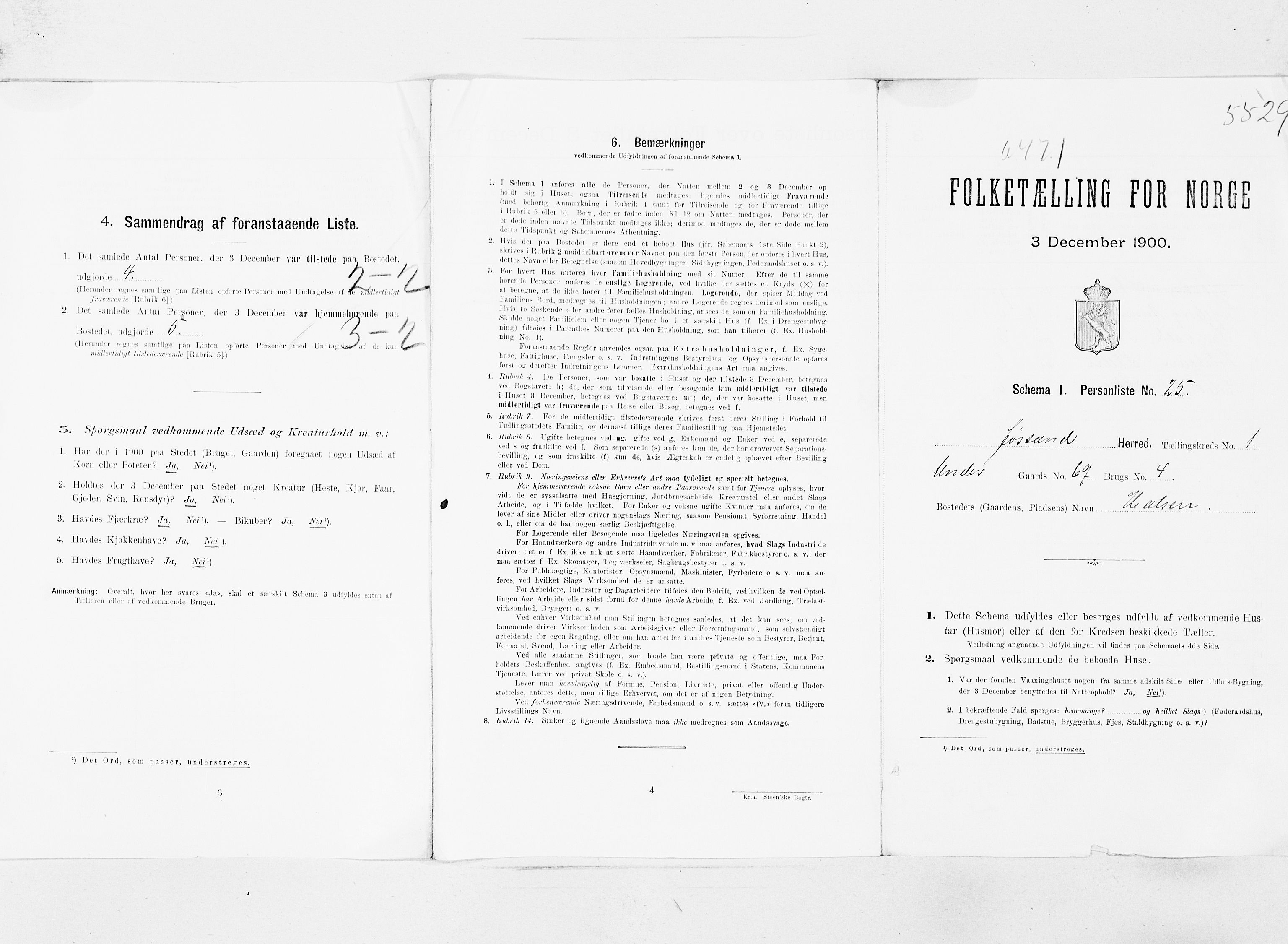 SAT, 1900 census for Jøssund, 1900, p. 16