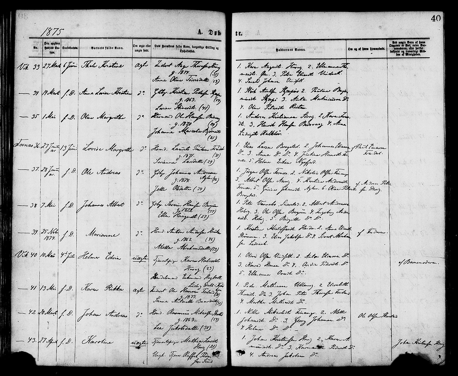 Ministerialprotokoller, klokkerbøker og fødselsregistre - Nord-Trøndelag, AV/SAT-A-1458/773/L0616: Parish register (official) no. 773A07, 1870-1887, p. 40