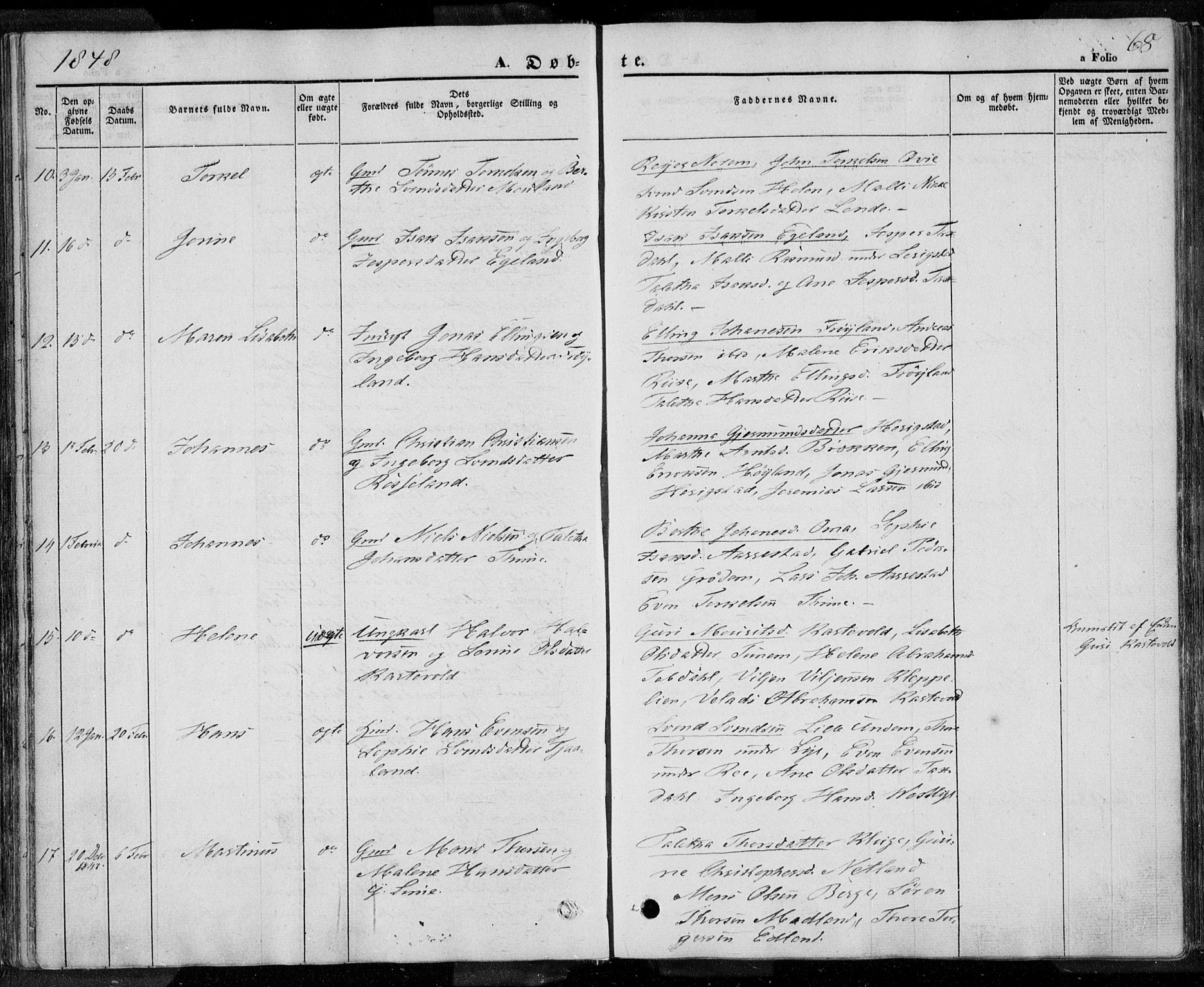 Lye sokneprestkontor, AV/SAST-A-101794/001/30BA/L0005: Parish register (official) no. A 5.1, 1842-1855, p. 68