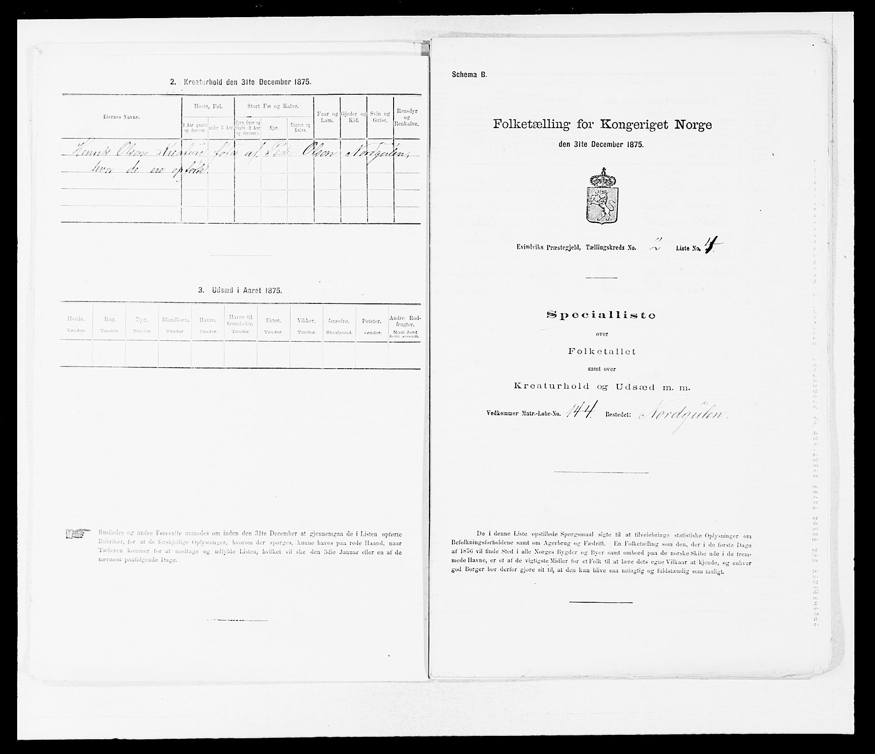 SAB, 1875 census for 1411P Eivindvik, 1875, p. 124