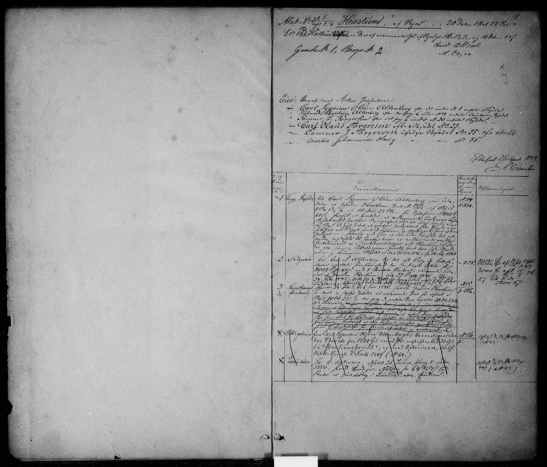 Aker sorenskriveri, SAO/A-10895/G/Ga/Gab/Gabh/L0001: Mortgage register no. VIII 1, 1843-1895, p. 0-1