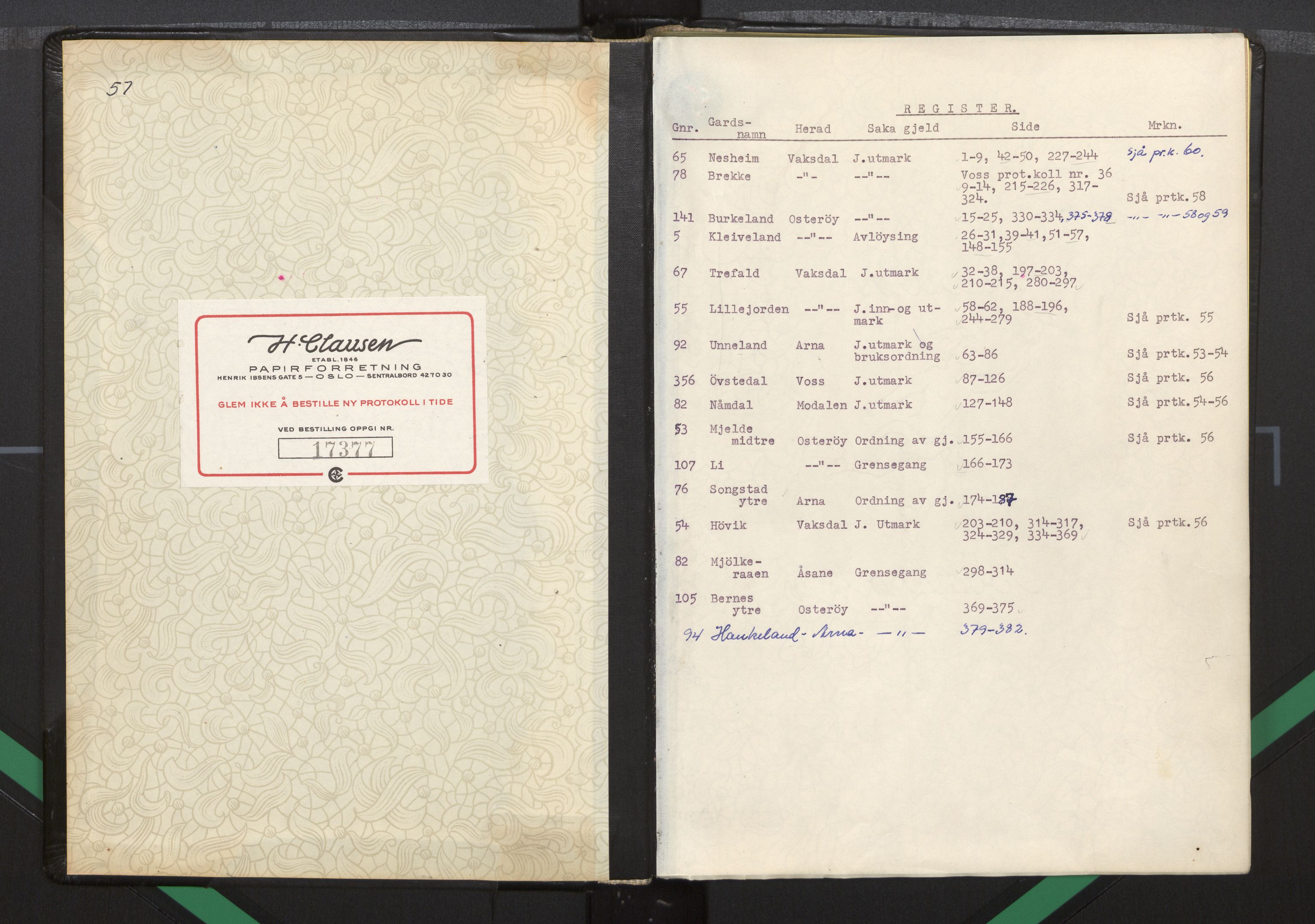 Hordaland jordskiftedøme - I Nordhordland jordskiftedistrikt, AV/SAB-A-6801/A/Aa/L0057: Forhandlingsprotokoll, 1965-1969