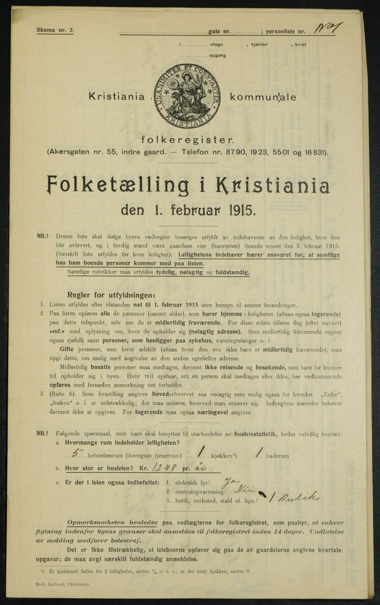 OBA, Municipal Census 1915 for Kristiania, 1915, p. 13620