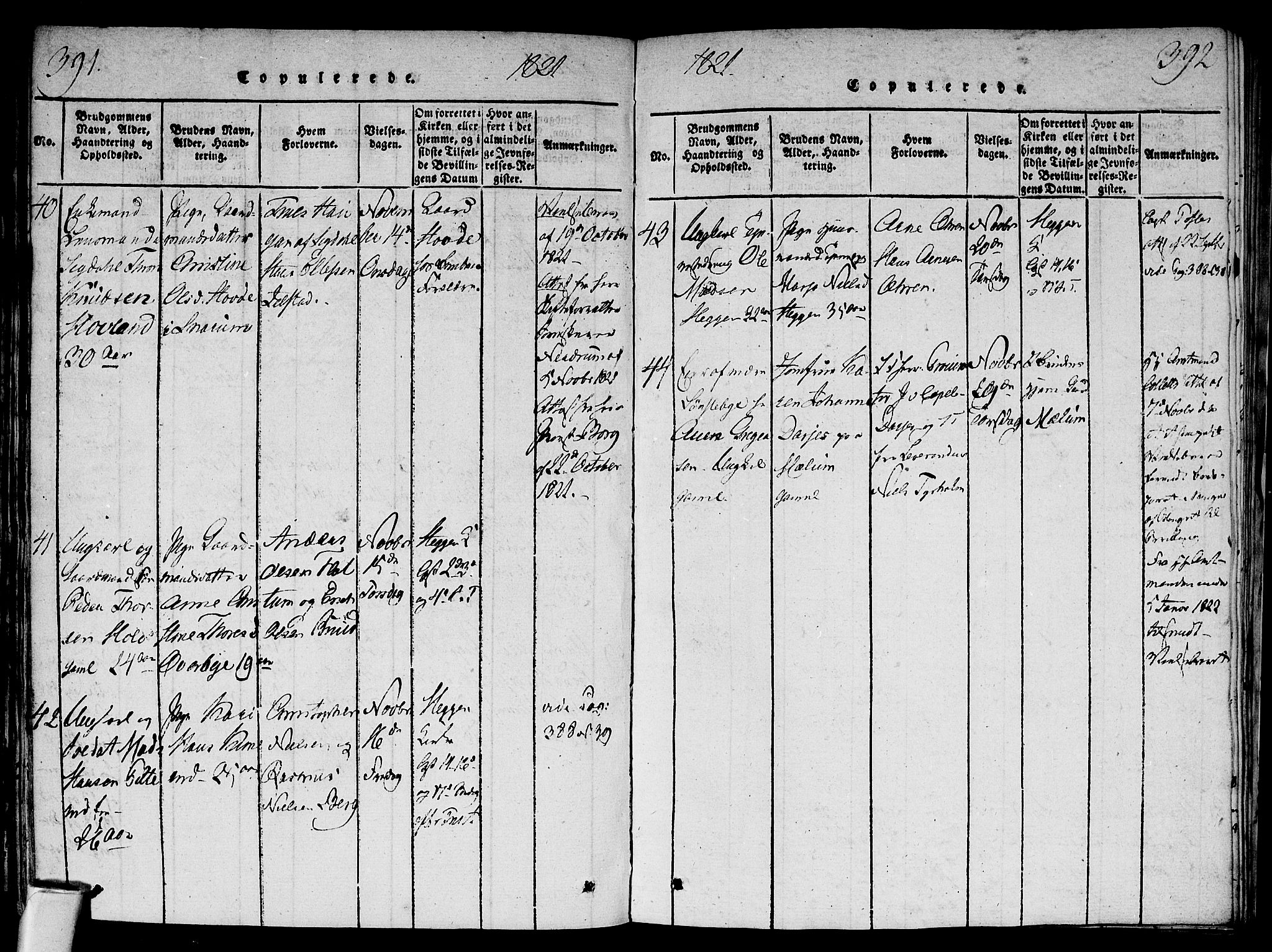 Modum kirkebøker, AV/SAKO-A-234/F/Fa/L0004: Parish register (official) no. 4, 1818-1824, p. 391-392