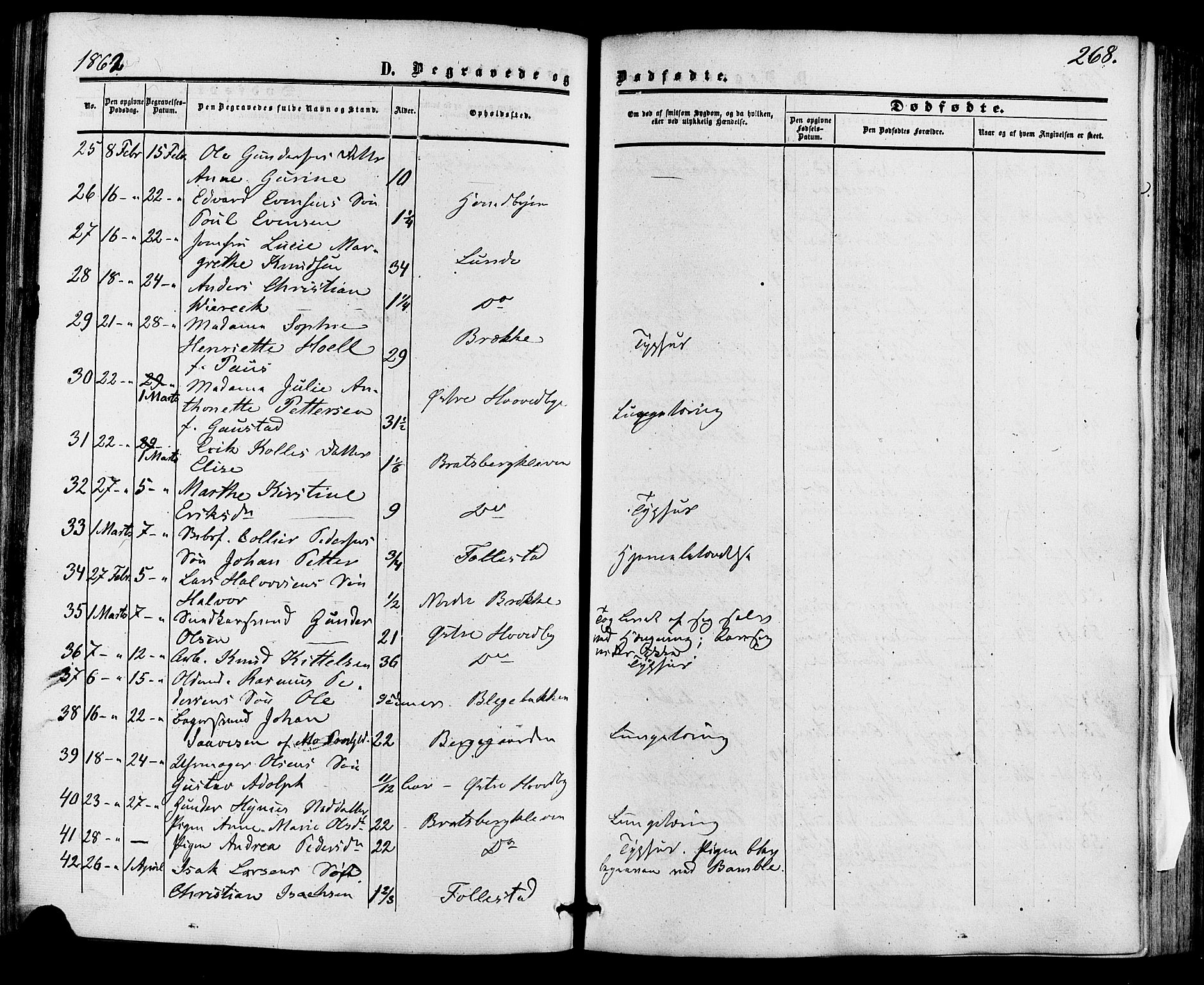 Skien kirkebøker, AV/SAKO-A-302/F/Fa/L0007: Parish register (official) no. 7, 1856-1865, p. 268