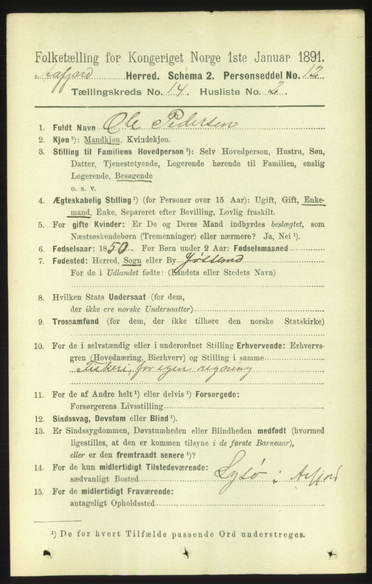 RA, 1891 census for 1630 Åfjord, 1891, p. 4632