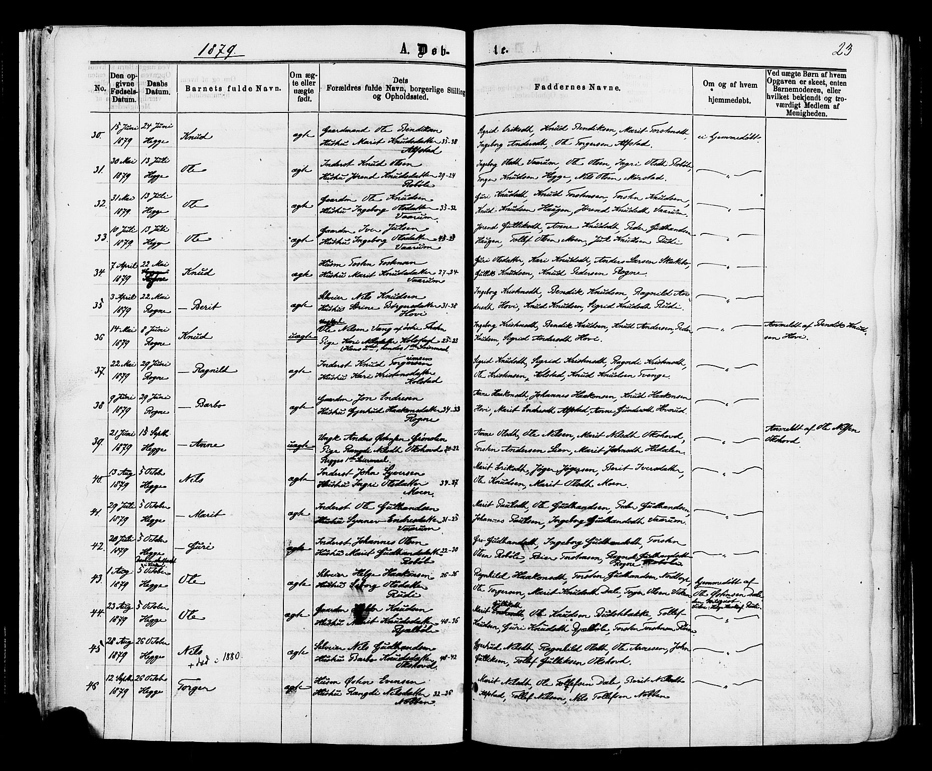 Øystre Slidre prestekontor, AV/SAH-PREST-138/H/Ha/Haa/L0002: Parish register (official) no. 2, 1874-1886, p. 23