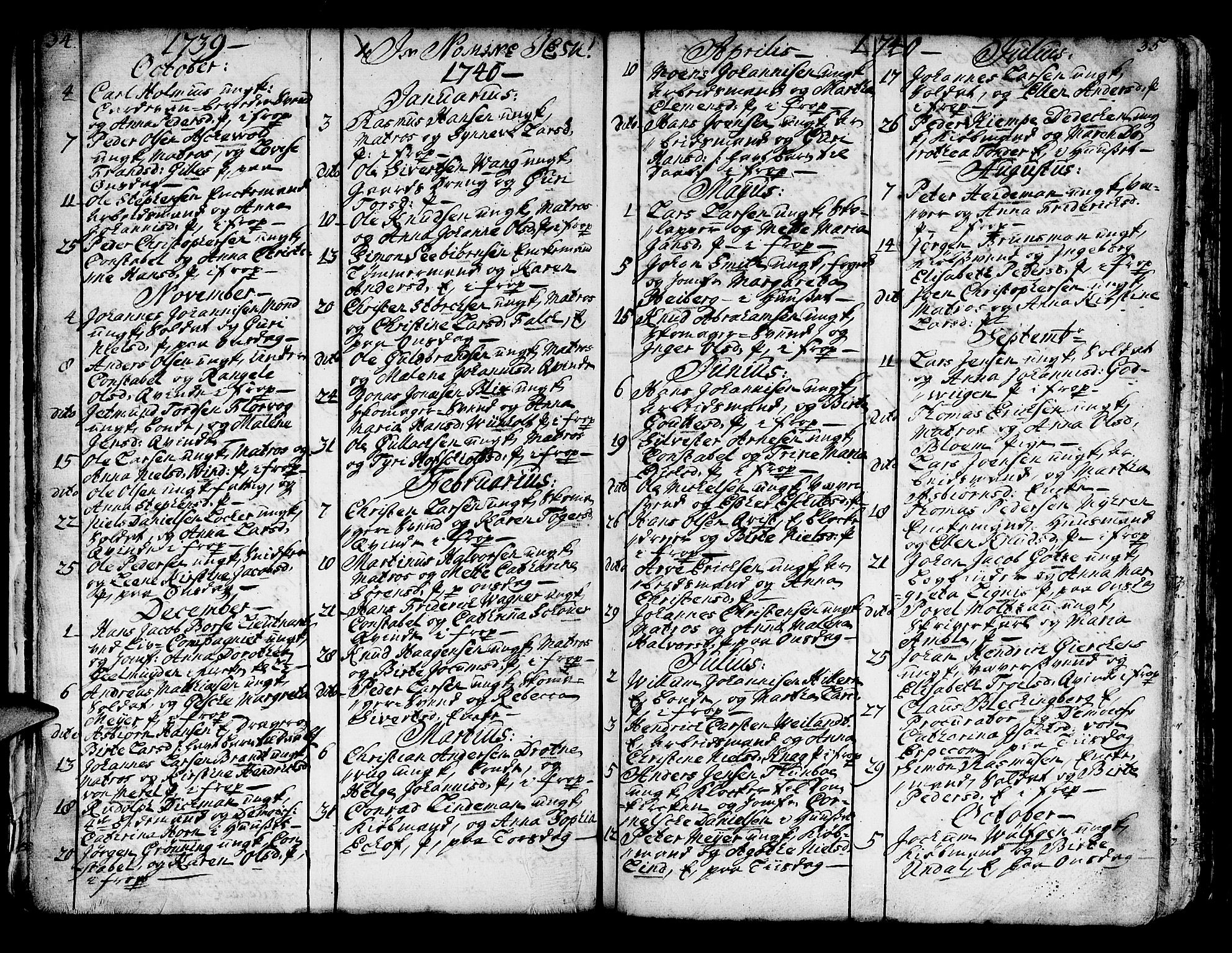 Domkirken sokneprestembete, AV/SAB-A-74801/H/Haa/L0007: Parish register (official) no. A 7, 1725-1826, p. 34-35