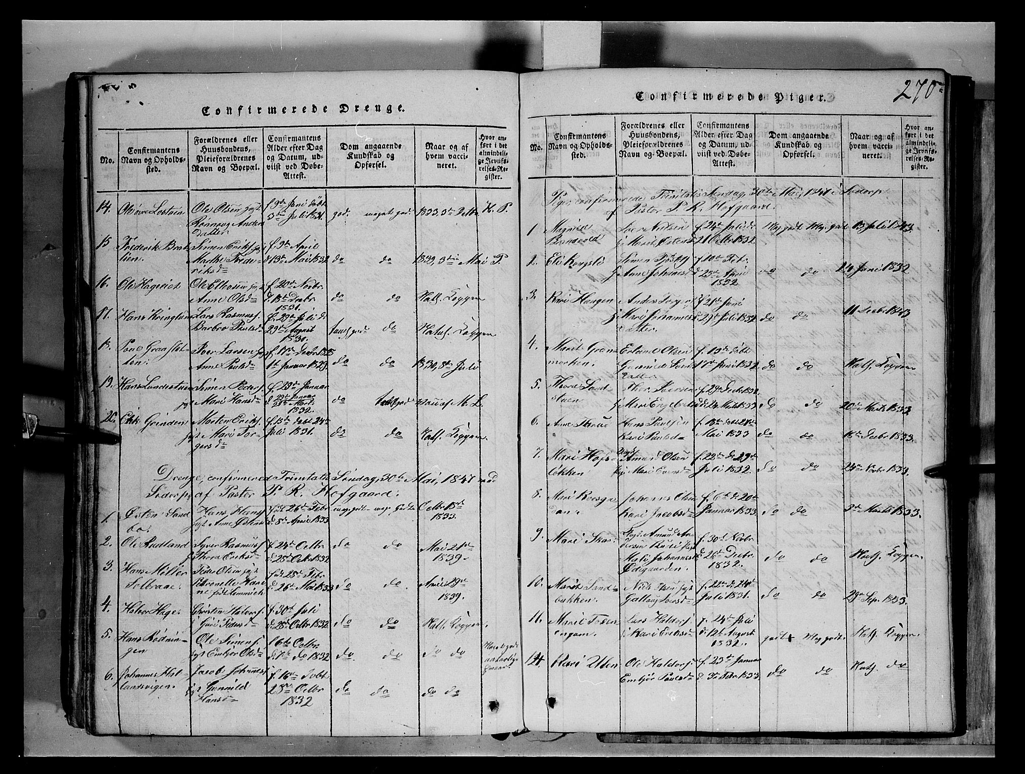 Fron prestekontor, SAH/PREST-078/H/Ha/Hab/L0004: Parish register (copy) no. 4, 1816-1850, p. 270