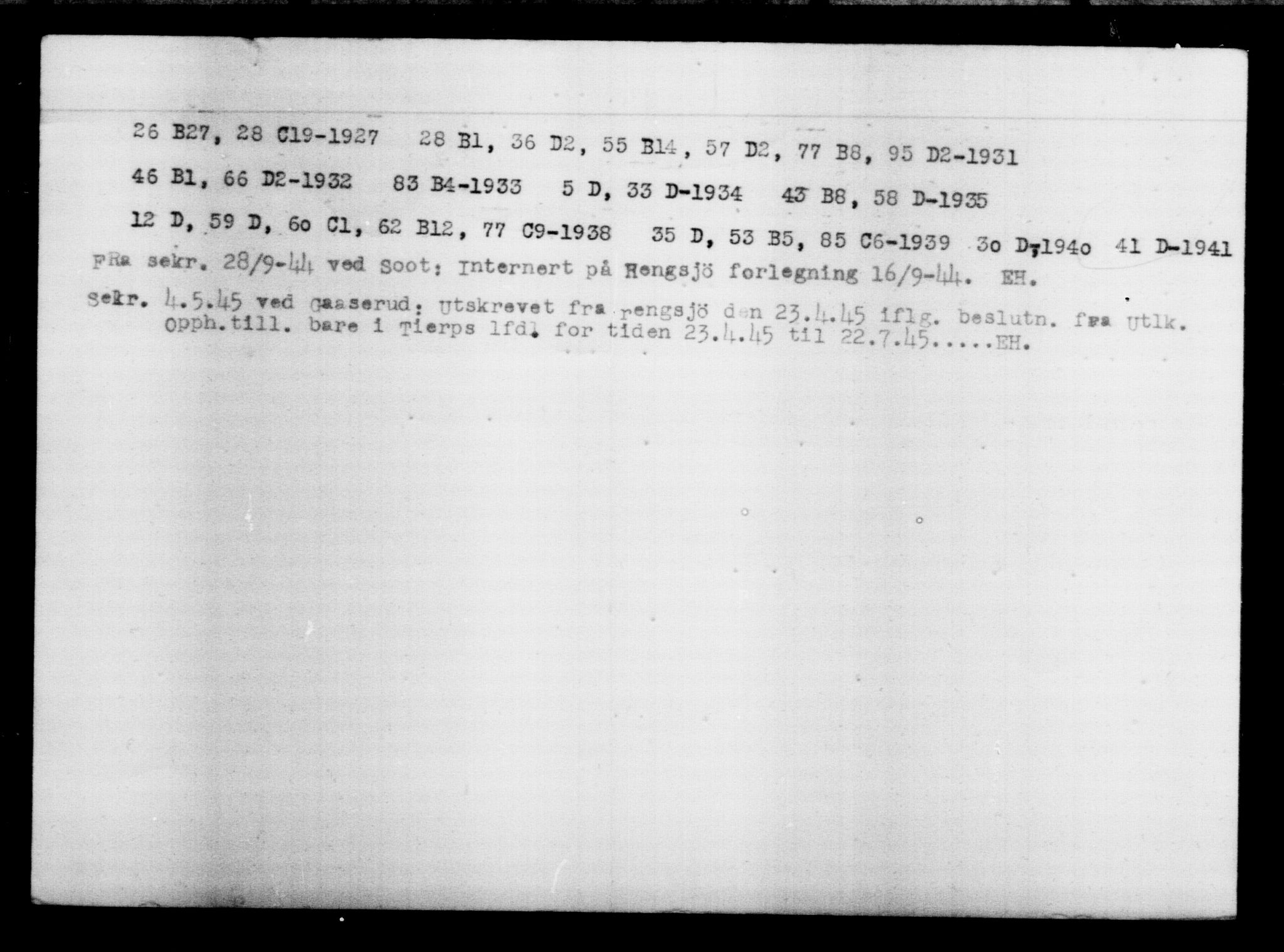Utenriksstasjonene, Legasjonen i Stockholm, Flyktningkontoret, AV/RA-S-6753/V/Va/L0013: Kjesäterkartoteket, flyktninger med registreringsnr. 31500-34731, 1940-1945, p. 6