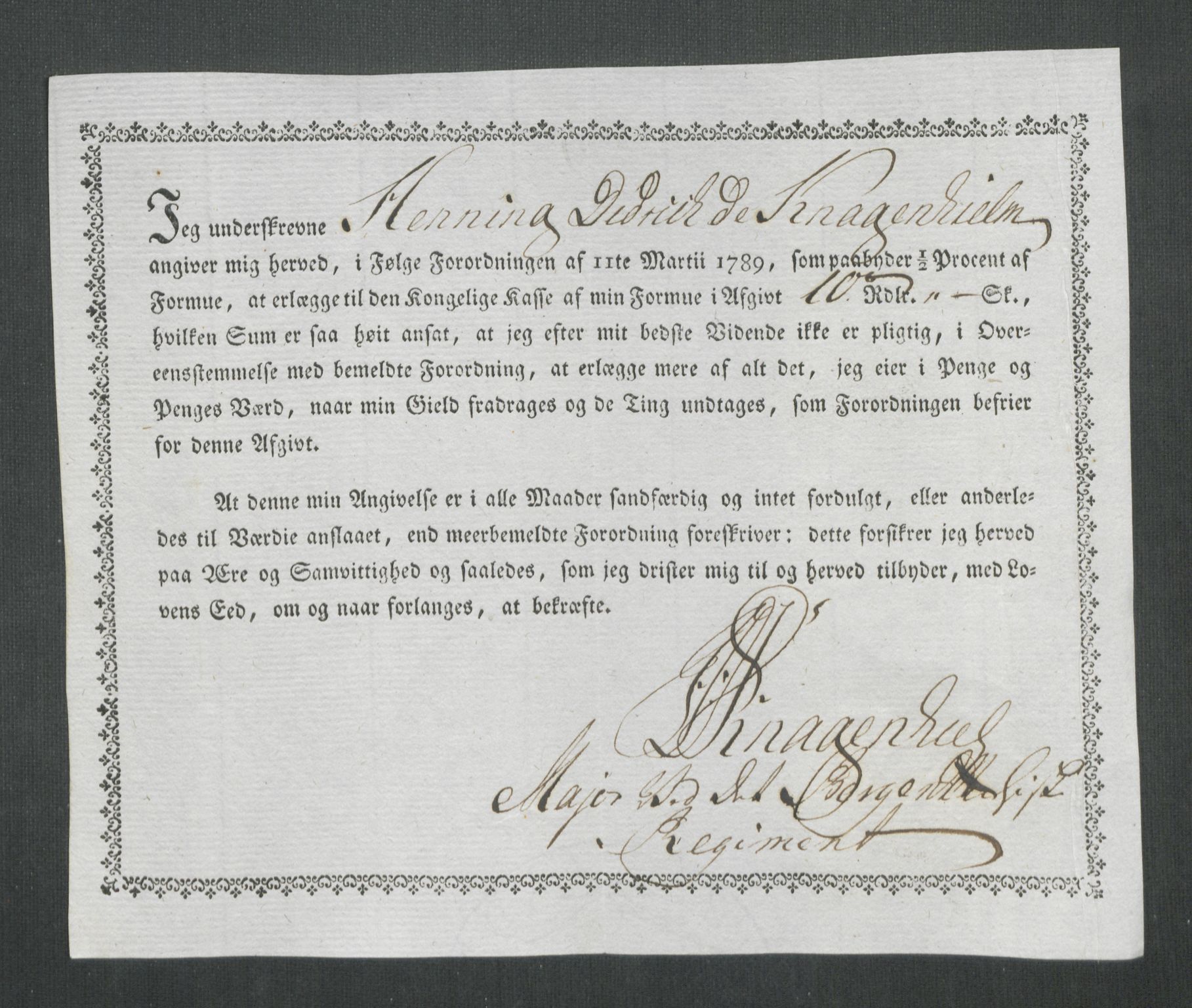 Rentekammeret inntil 1814, Reviderte regnskaper, Mindre regnskaper, AV/RA-EA-4068/Rf/Rfe/L0058: Ytre og Indre Sogn fogderi, 1789, p. 202