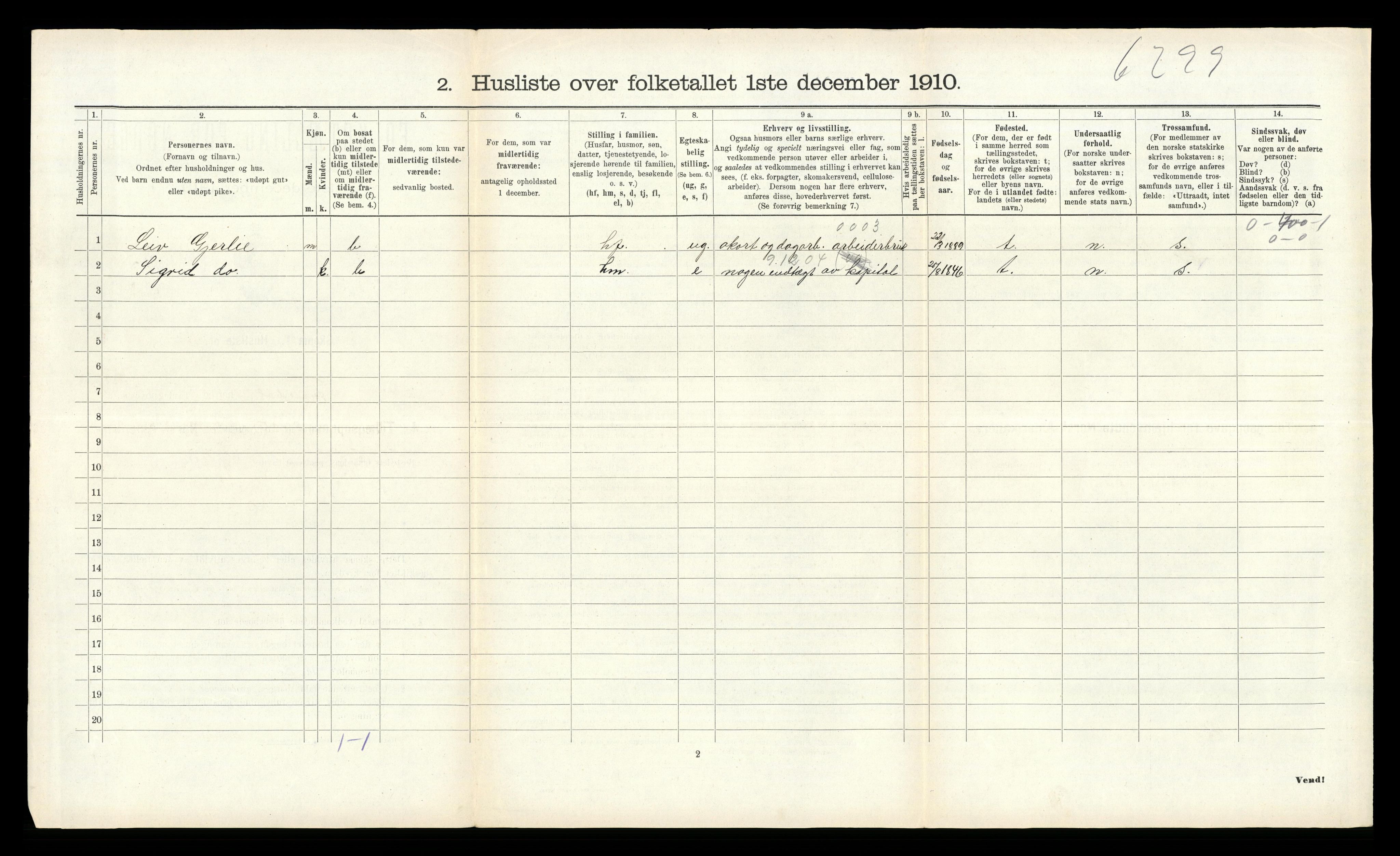 RA, 1910 census for Fyresdal, 1910, p. 646