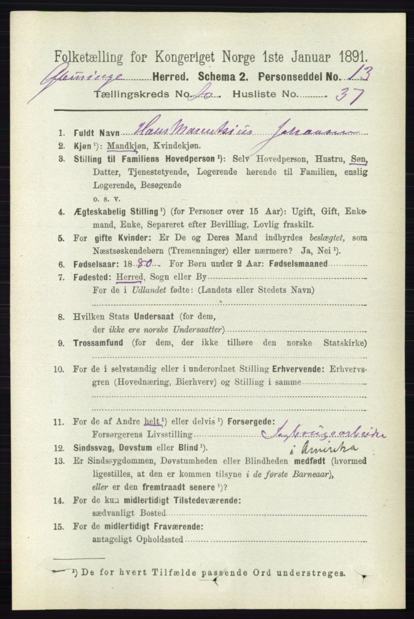 RA, 1891 census for 0132 Glemmen, 1891, p. 10257