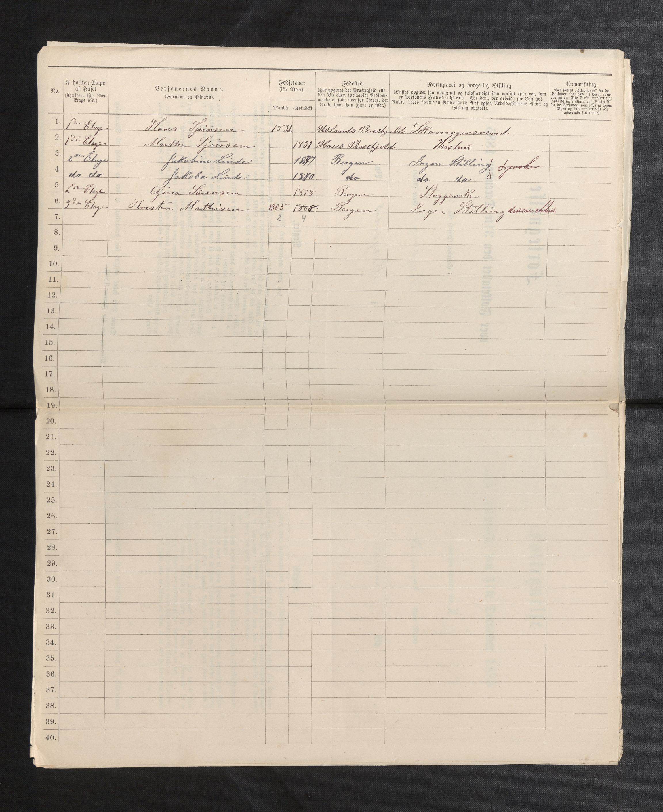 SAB, 1885 census for 1301 Bergen, 1885, p. 7632